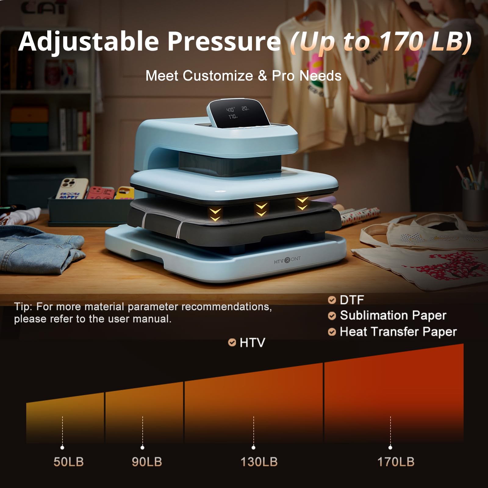 HTVRONT Auto Heat Press 2 - 15x15 Inch Digital Heat Press Machine for T-Shirts, Sublimation, Puff HTV & Heat Transfer Projects | Adjustable Pressure & Taller Heating Height | Fast & Even Heating | Perfect for DIY Crafts, Custom Apparel & Small Business Use
