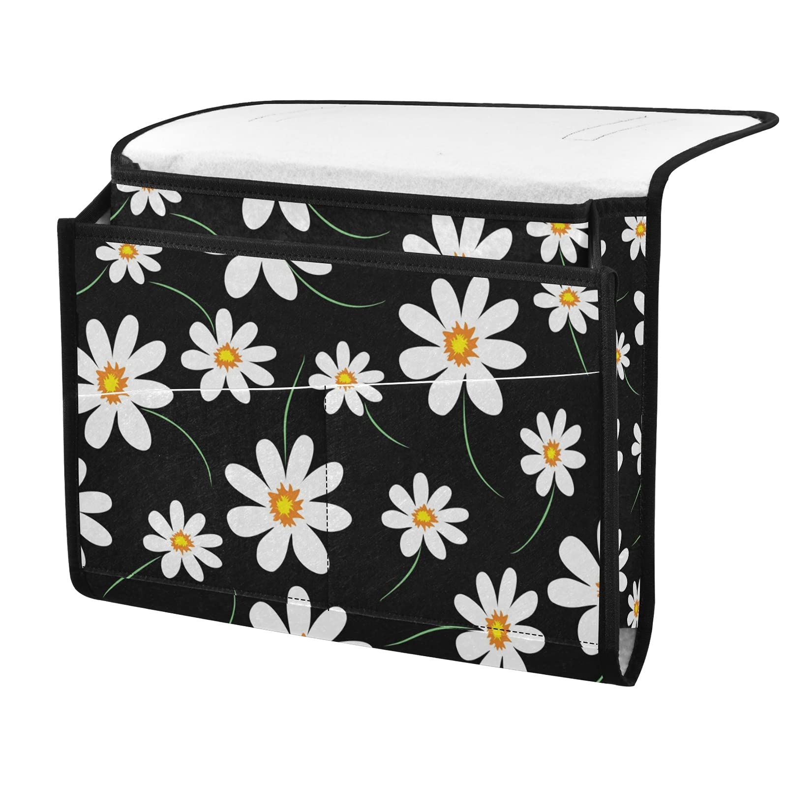 Daisy Flower Bedside Caddy Organizer - 5 Pocket Remote Control Holder for Recliner Couch & Sofa Armrest - Perfect for Magazines, Tablet, Phone, iPad Storage - Ideal for Living Room, Bedroom & Office Organization