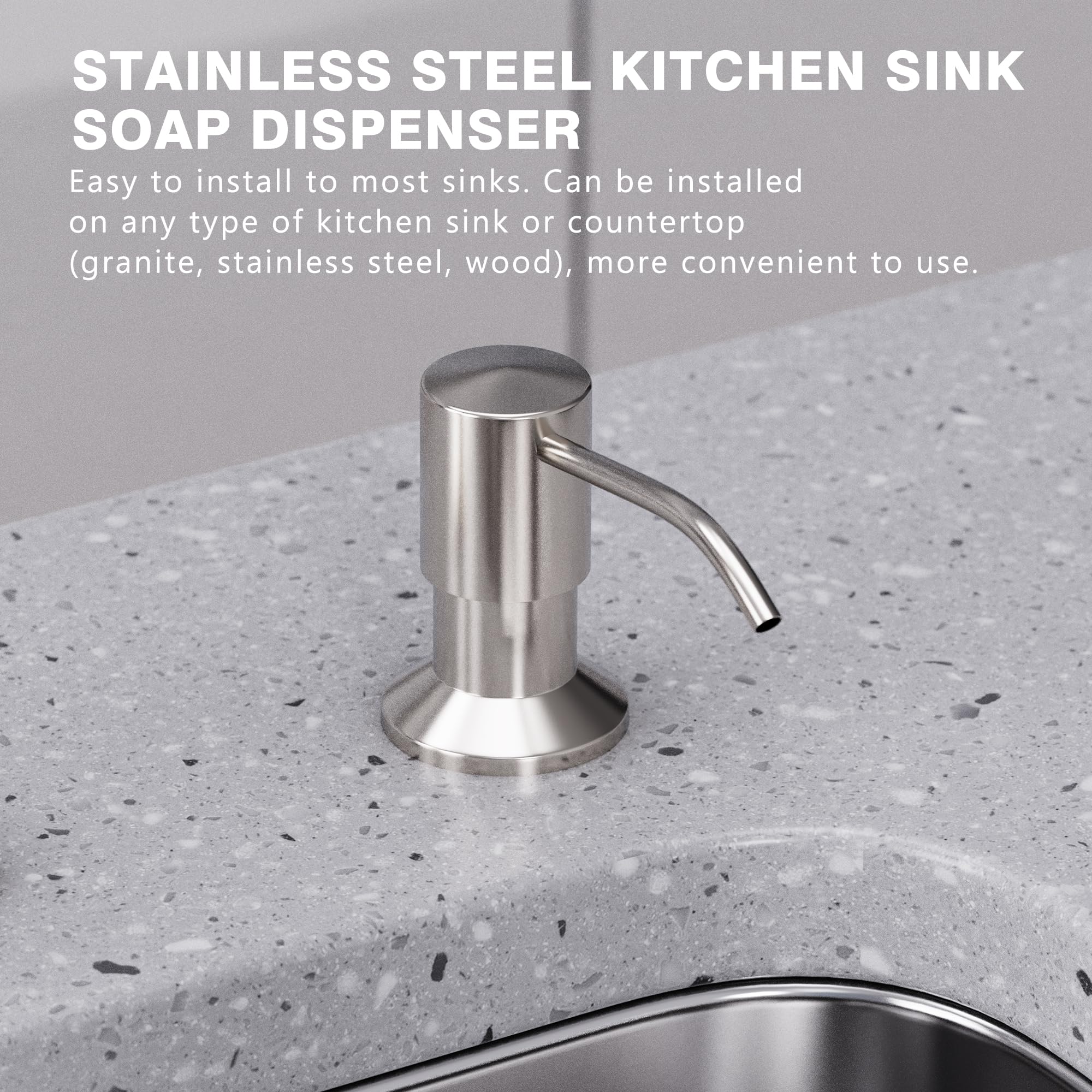 GIMILI Brushed Nickel Built-in Sink Soap Dispenser or Lotion Dispenser - Perfect for Kitchen, Bathroom, and Laundry Room Sinks
