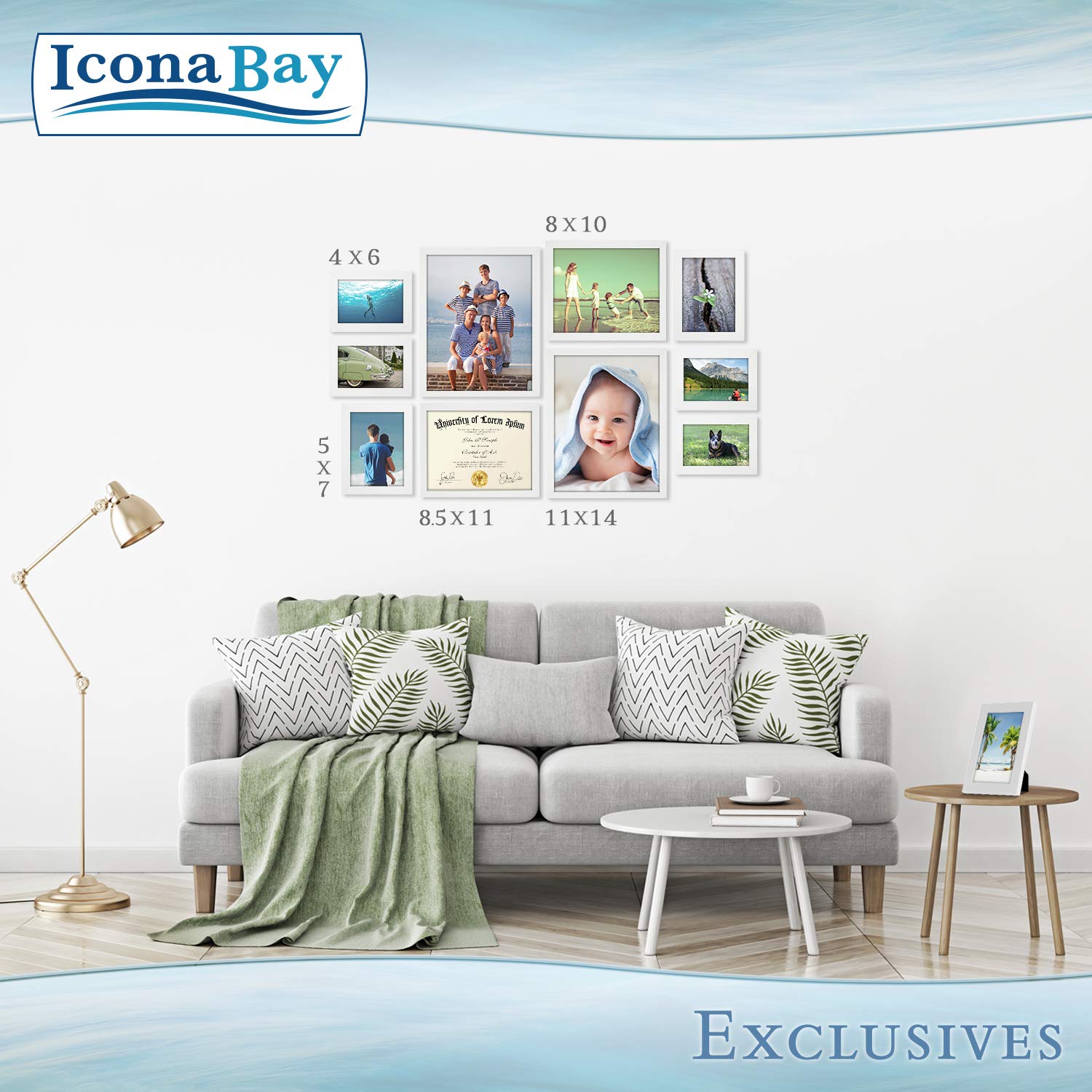 Icona Bay 4x6 Picture Frames (White, 6 Pack) - Premium Wood Composite Photo Frames for Wall or Tabletop Display - Perfect for Home Decor, Office, Wedding Photos & Gift Giving