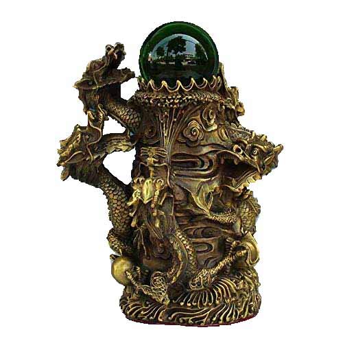 Fashion158 Vintage Brass Five Dragon Beaded Ornament - Elegant Office & Study Decor, Home Living Room Craft for Feng Shui & Zen Decorating