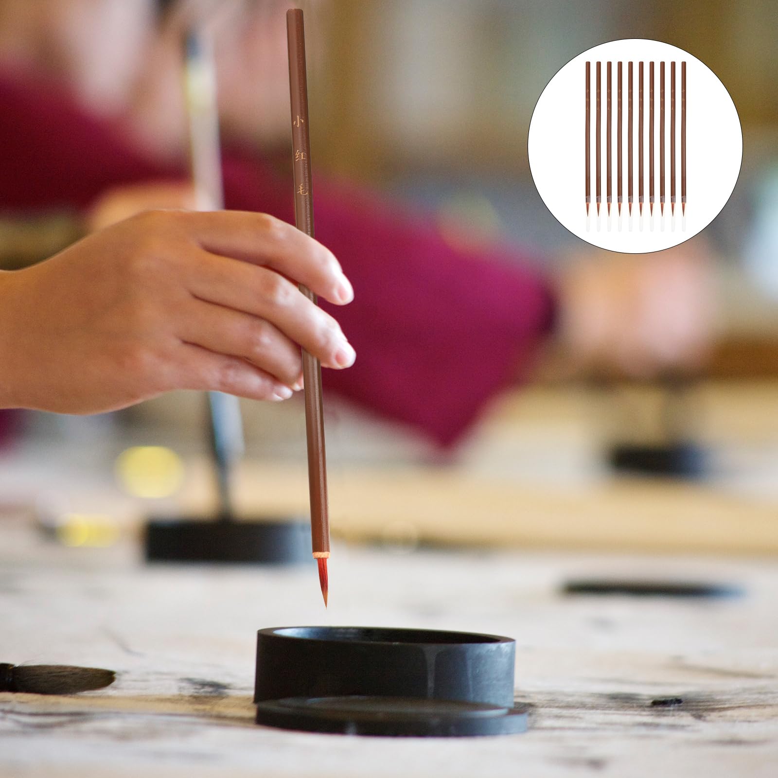 Jojofuny Sumi Ink Set - 10pcs Chinese Calligraphy Brush & Japanese Sumie Painting Brush with Watercolor Ink for Beginners & Professionals | Perfect for Traditional Asian Art, Calligraphy Practice, and Ink Wash Painting