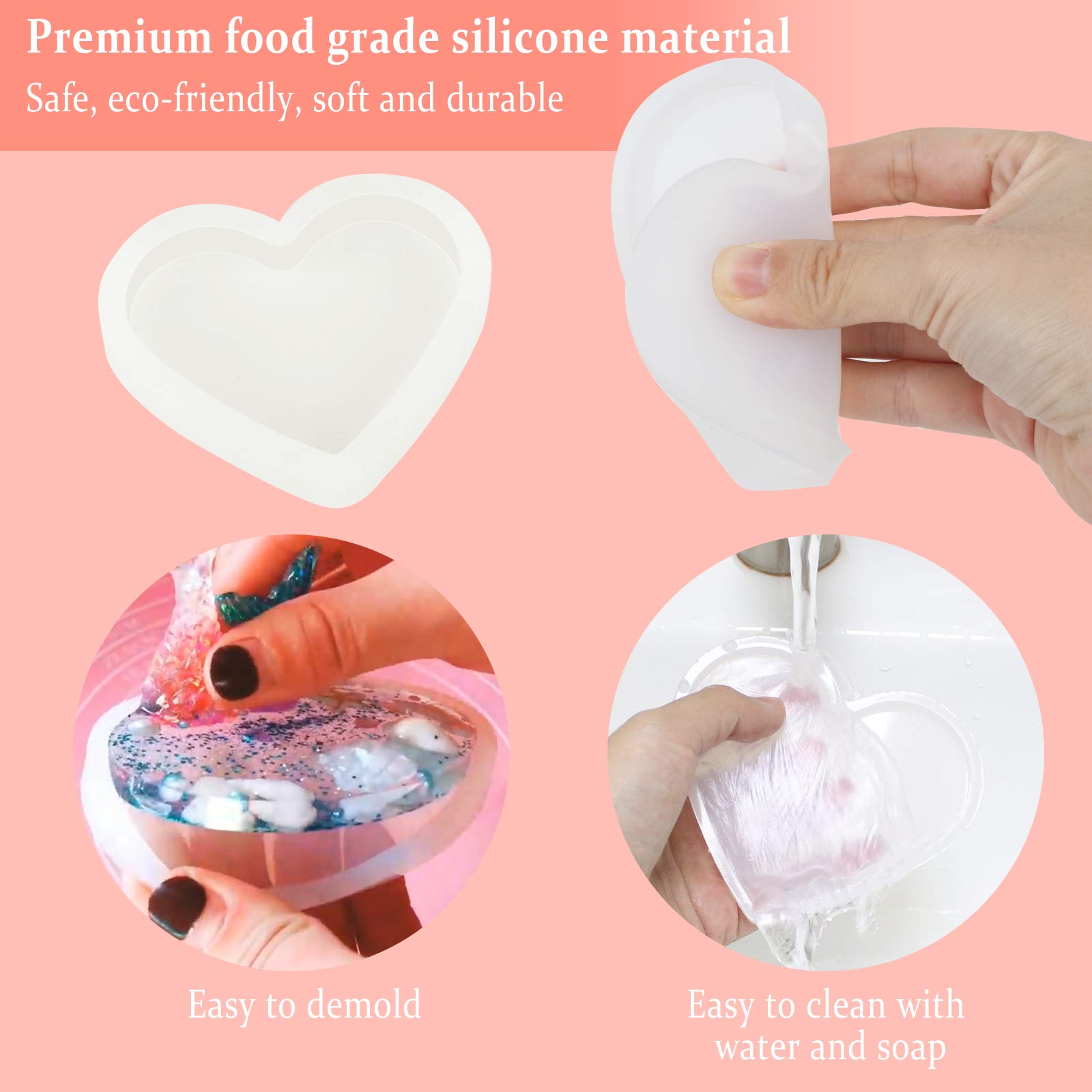 Premium 8-Piece Transparent Food-Grade Silicone Mold Set for DIY Coasters, Pendant Crafts & Home Decor - Resin Casting Molds for Creative Projects, Party Favors & Gift Making