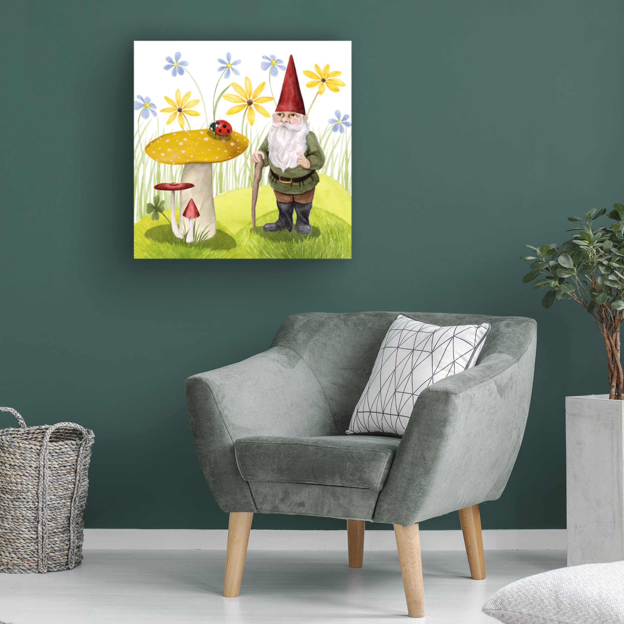 Grace Popp's 'Gnome Neighbors IV' Canvas Wall Art - Whimsical Garden Gnome Painting for Home Decor, Living Room & Nursery - Trademark Fine Art Collection