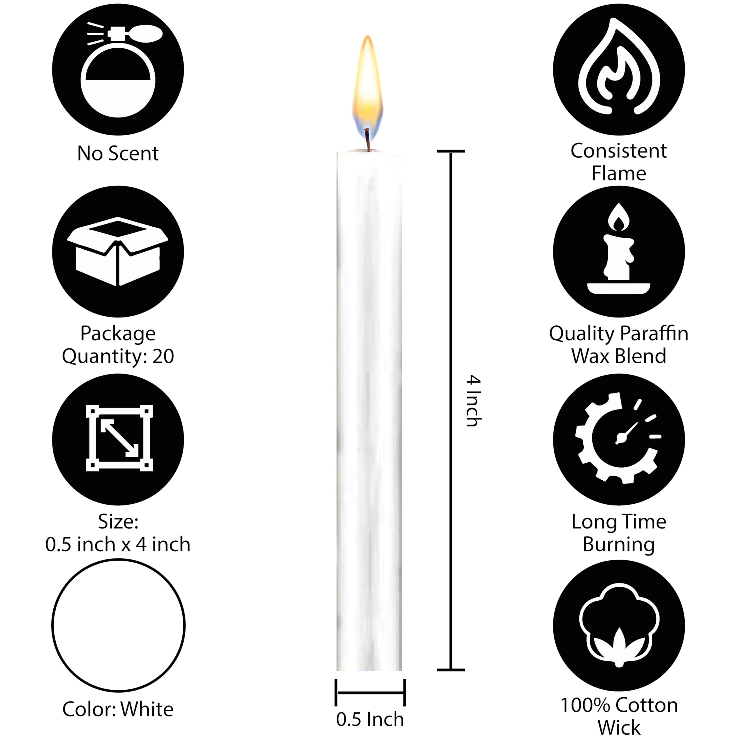 Premium White Mini Taper Candles (40-Pack) - 4