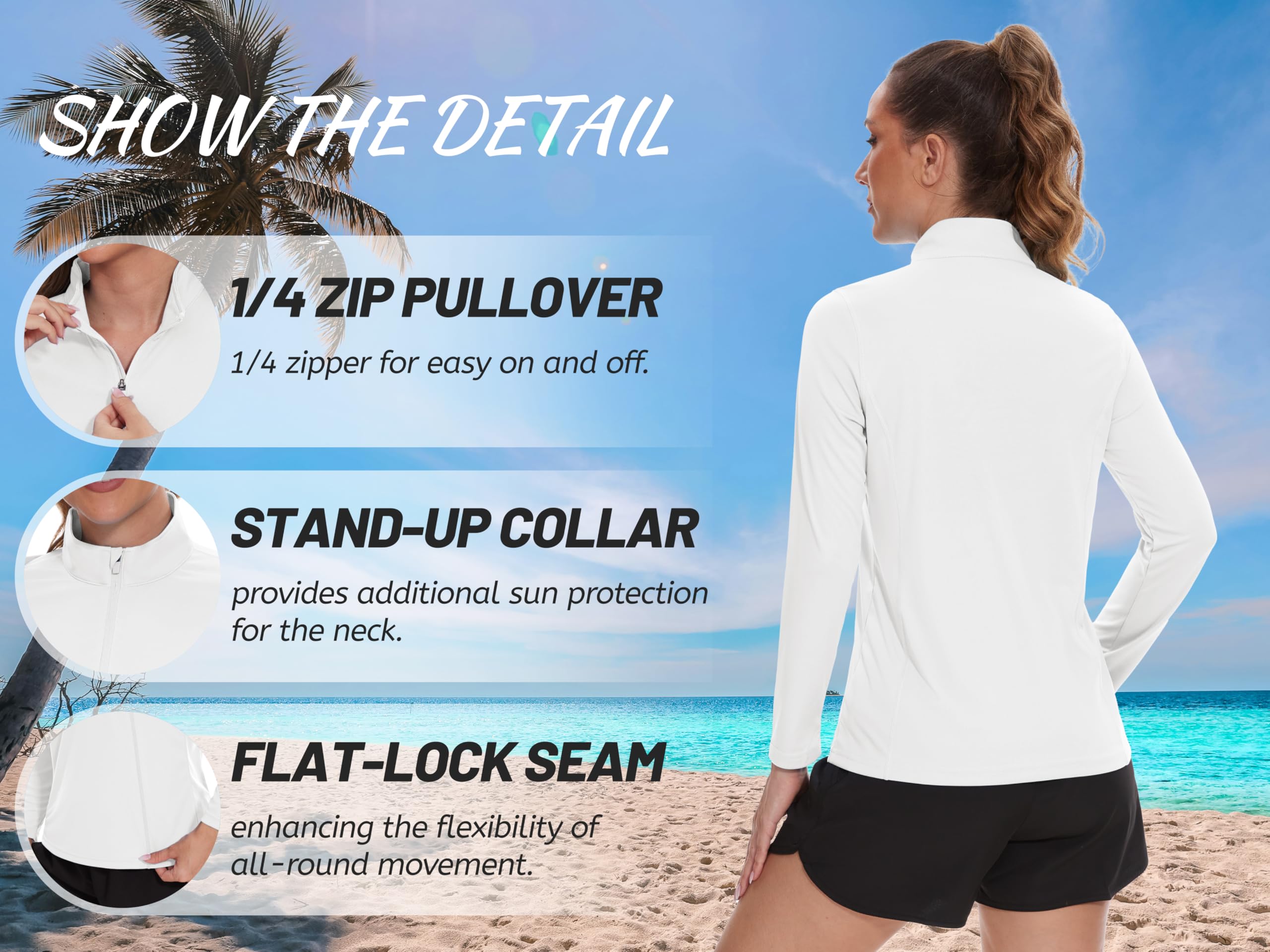 TACVASEN Women's UPF 50+ UV Protection Quarter Zip Pullover Long Sleeve Shirt - Golf, Workout & Outdoor Activities Top for Sun Protection