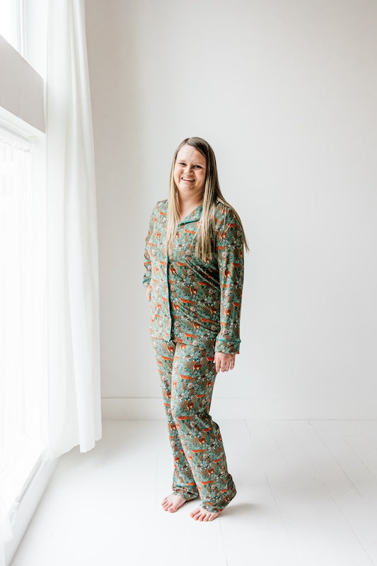 Teal Thicket Women's Relaxed Long Sleeve Pajama Set - Soft & Comfortable Sleepwear for Lounge & Nighttime Relaxation