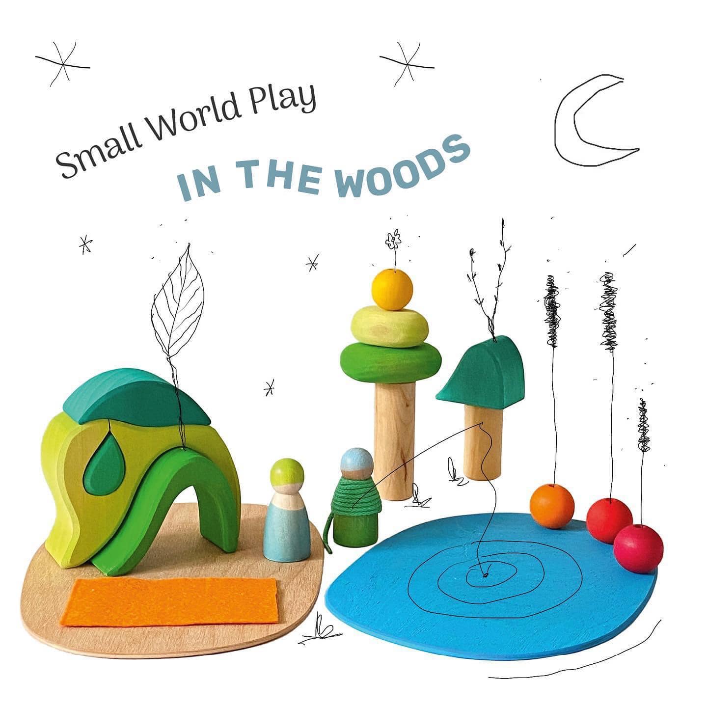 Grimm's Small World Play Set - In the Woods | Wooden Toy Animals & Trees for Kids | Pretend Play, Montessori Learning, Waldorf Education | Perfect for Home, Classroom & Outdoor Nature Exploration