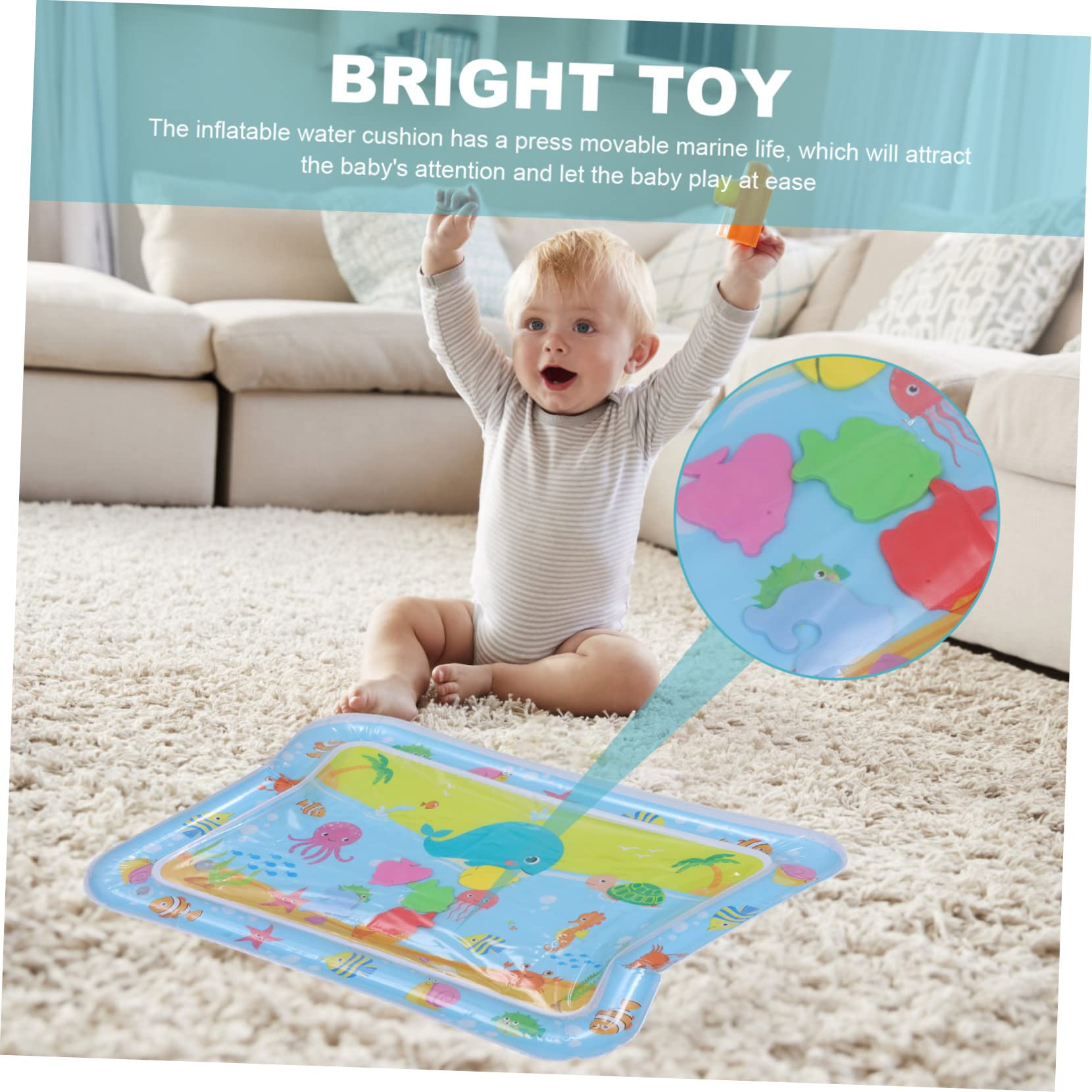 CIMAXIC 2 Pack Baby Tummy Time Water Play Mat - Blue Ocean Themed Sensory Activity Mat for Infants & Toddlers | Safe BPA-Free Plastic for Crawling, Learning & Developmental Play