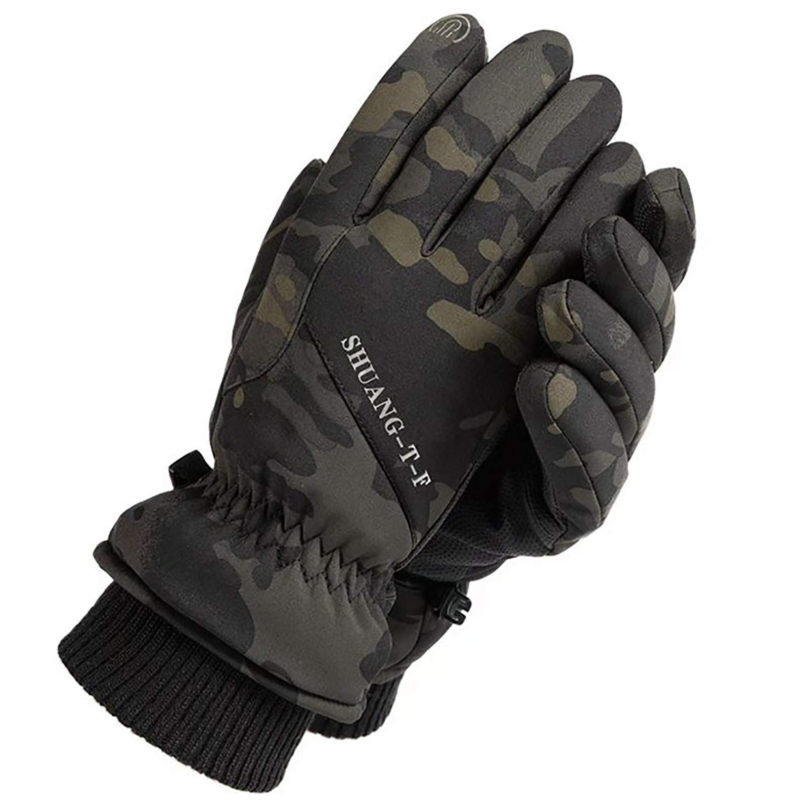 Waterproof Winter Gloves for Men - Camouflage Thermal Ski Gloves with Thickened Full-Finger Design - Perfect for Skiing, Snowboarding & Outdoor Activities in Cold Weather