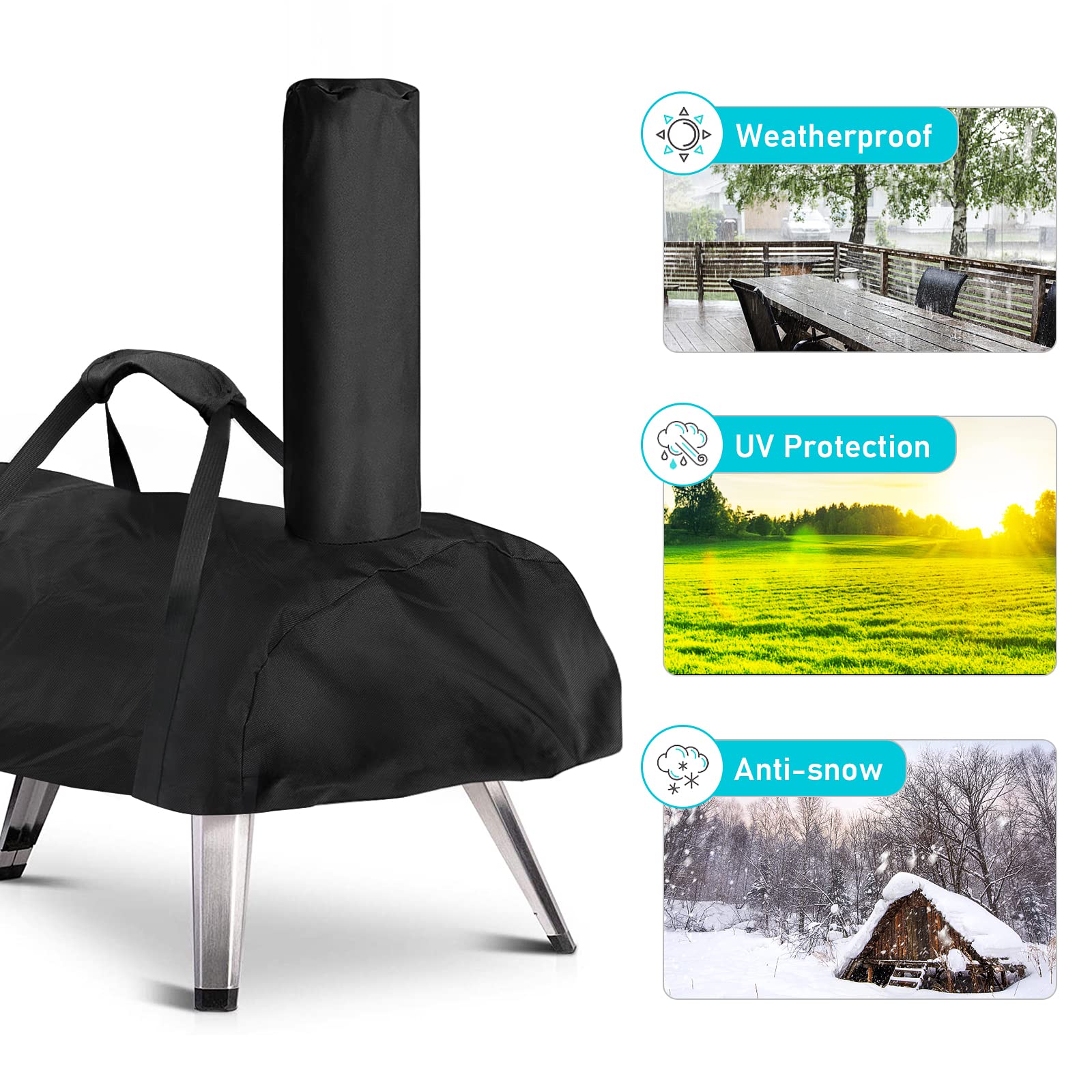 Waterproof Pizza Oven Cover for BIG HORN & Aidpiza 12 - Heavy Duty Outdoor Oven Accessories with Carry Handle - Perfect for Backyard, Camping, and Picnic Use