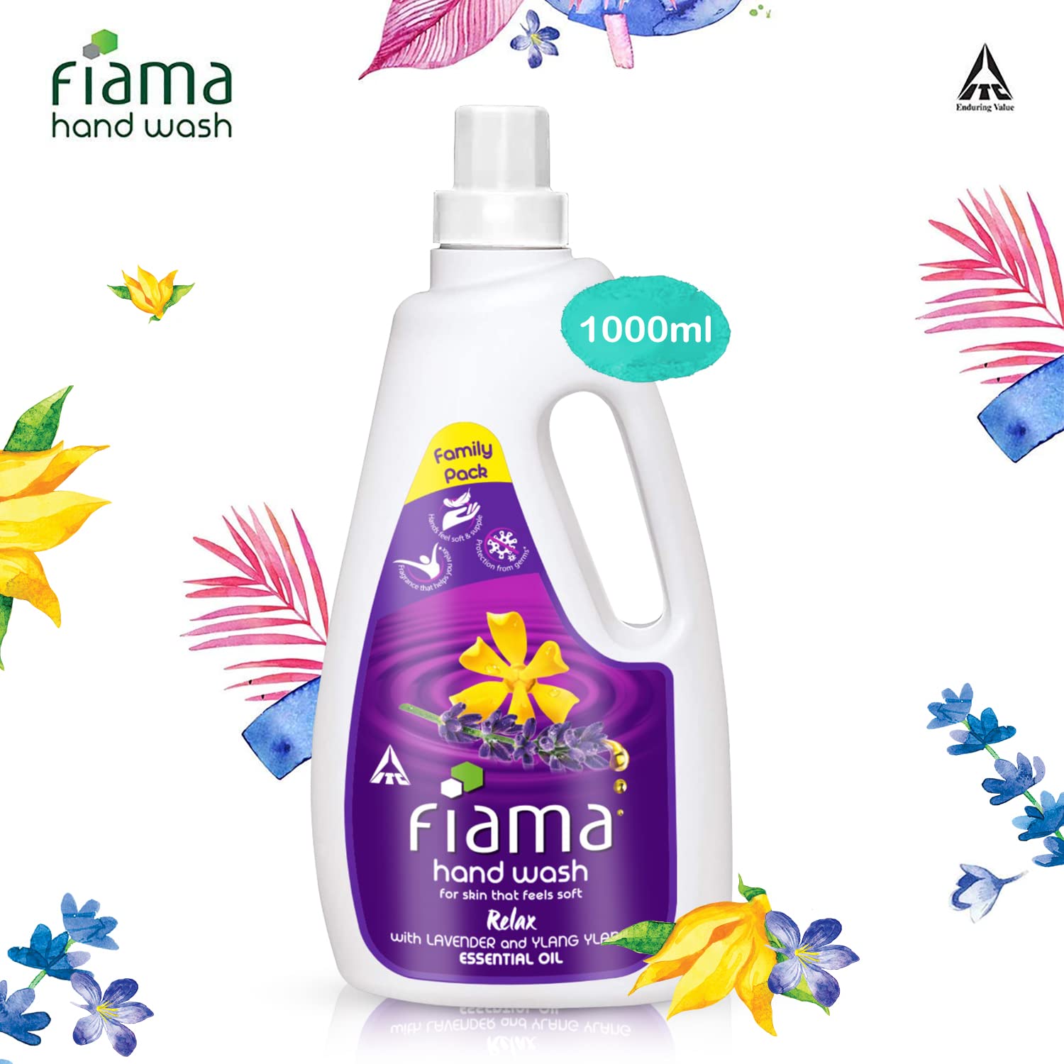 Fiama Relax Hand Wash Refill Pack - 1000ml Lavender & Ylang Ylang Scent | Moisturizing Hand Soap for Soft, Supple Hands | Perfect for Bathroom, Kitchen & Guest Washrooms