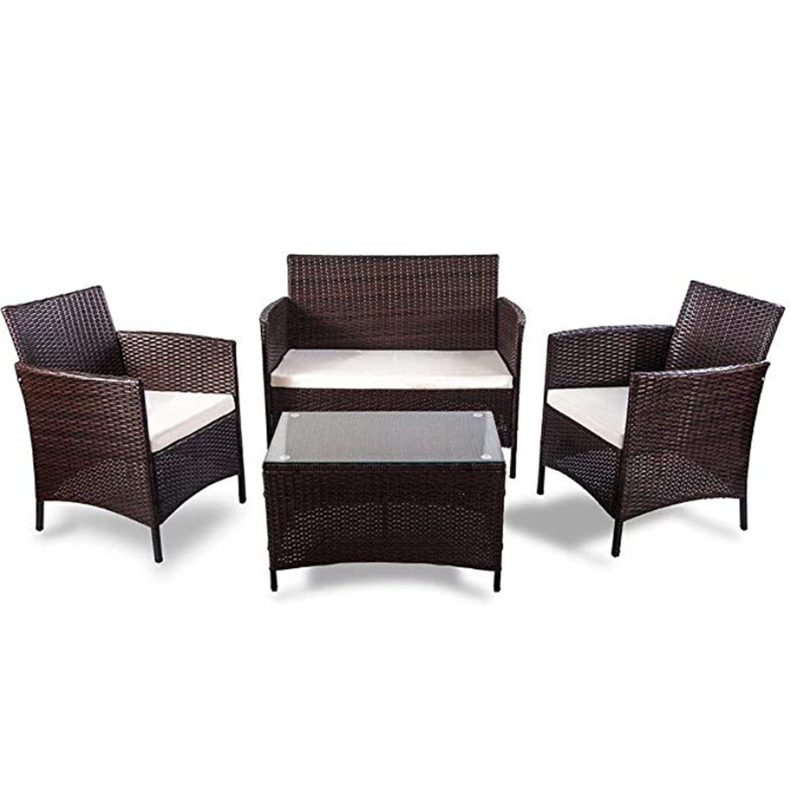 4-Piece Outdoor Rattan Sofa Set with Cushions - Patio Garden Terrace Furniture in 2 Colors (Color B) | Perfect for Backyard Lounging, Poolside Relaxation & Outdoor Entertaining