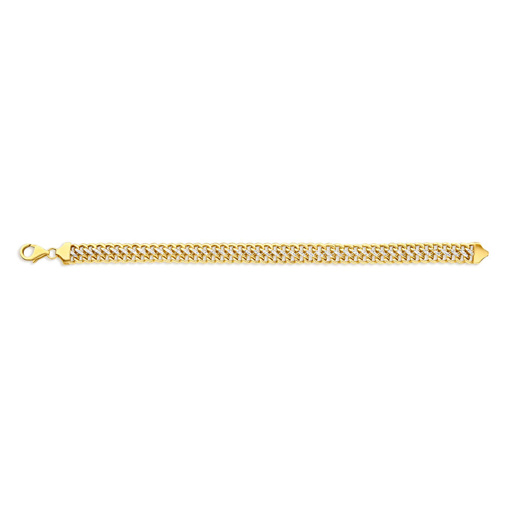 9ct Yellow Gold & White Gold Fancy Bracelet for Women - Elegant Stackable Bangle Jewelry for Parties, Weddings & Everyday Wear