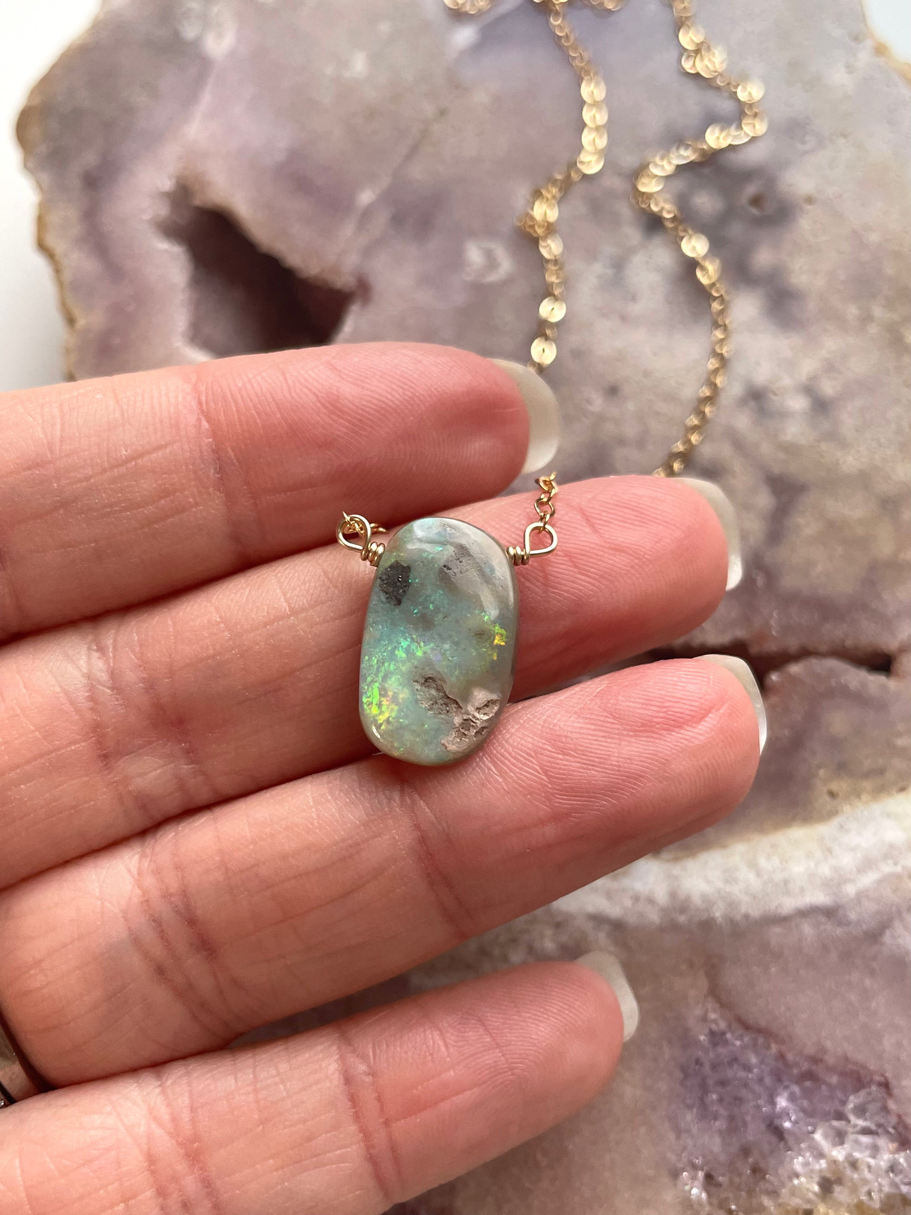 Exquisite Australian Opal Pendant Necklace - 14K Gold Filled Elegant Jewelry for Women | Perfect Gift for Birthday, Anniversary & Special Occasions