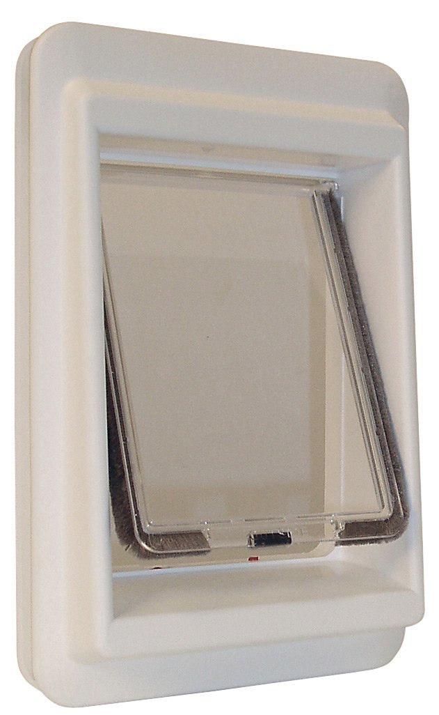 White IDEAL E-Cat Door - Premium Pet Door for Cats & Small Dogs - Perfect for Indoor/Outdoor Access, Screen Doors & Patios
