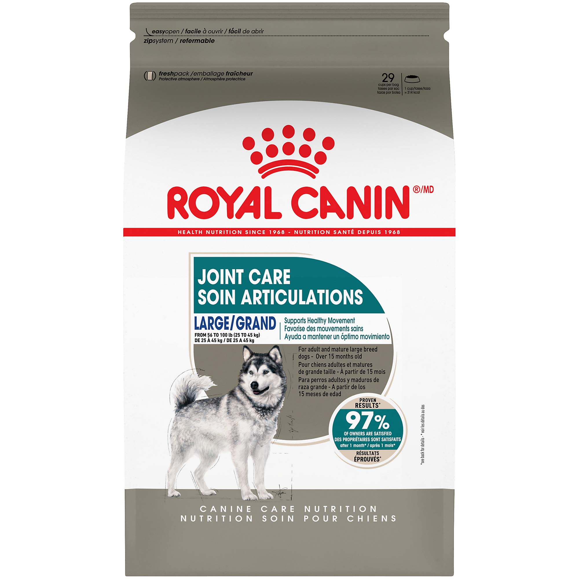 Royal Canin Large Breed Adult Dry Dog Food for Joint Health - 30 lb Bag | Supports Mobility & Hip Care for Big Dogs | Ideal for Active & Senior Large Breed Dogs