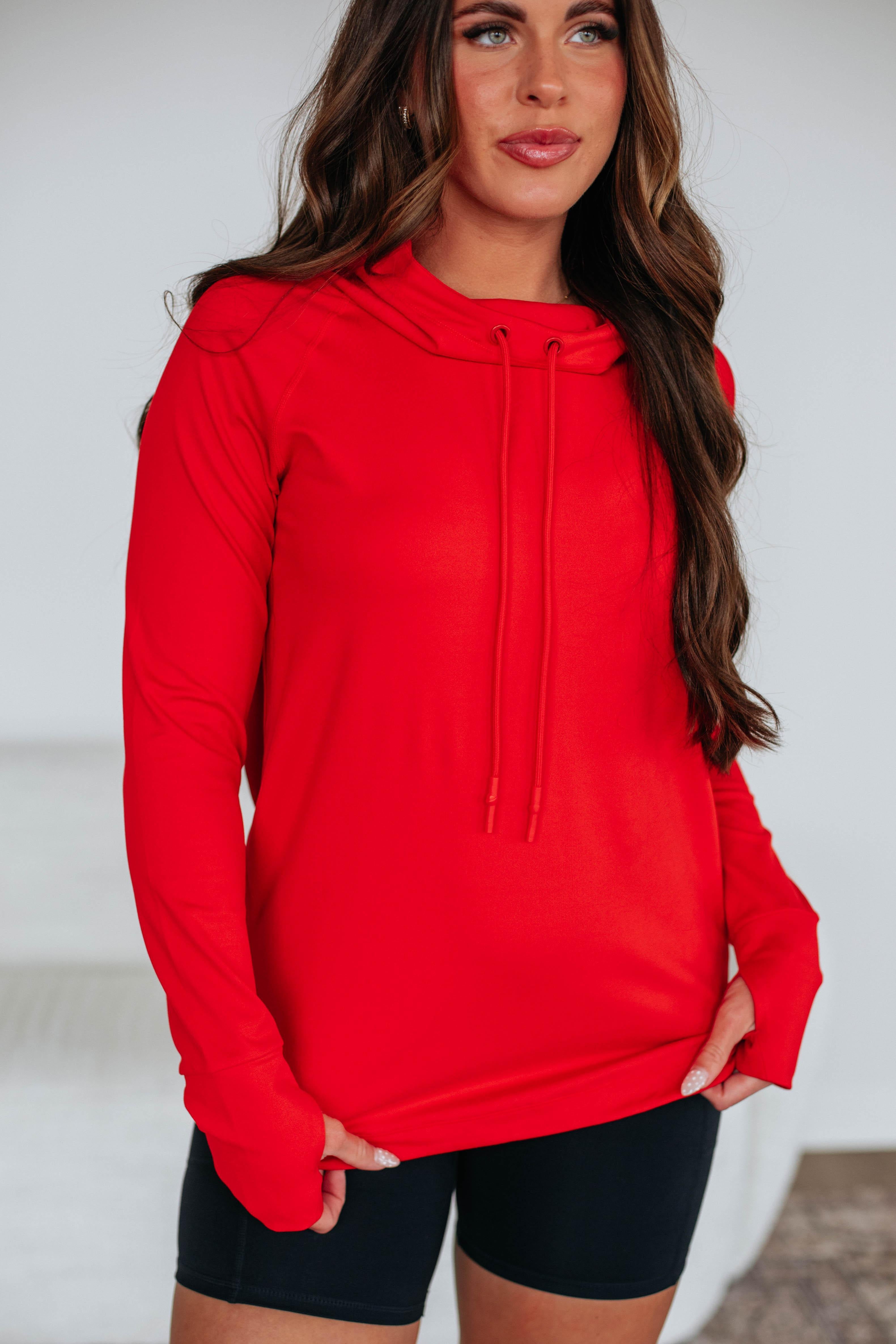 Alice Active Hoodie - Women's Lightweight Zip Up Hooded Sweatshirt for Running & Gym - Cherry Red - Perfect for Workouts & Casual Wear