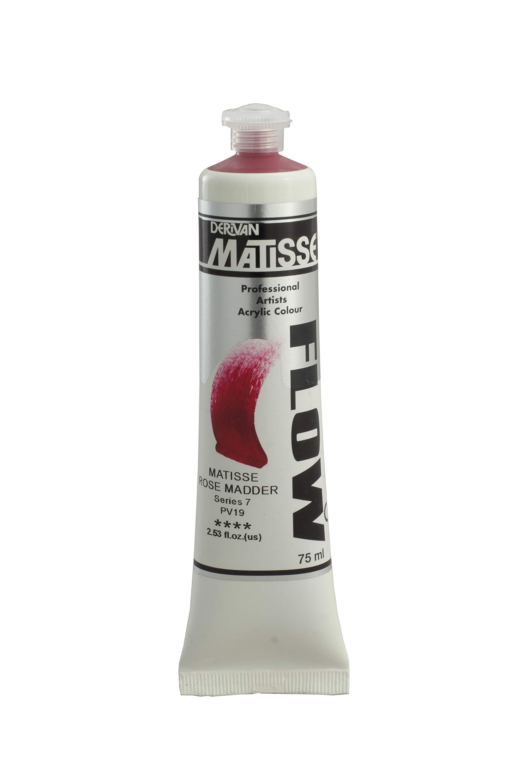 Matisse Flow Acrylic Paint 75ml Tube - Rose Madder Hue | Professional Artist Quality Acrylics for Canvas Painting, DIY Crafts & Home Decor Projects