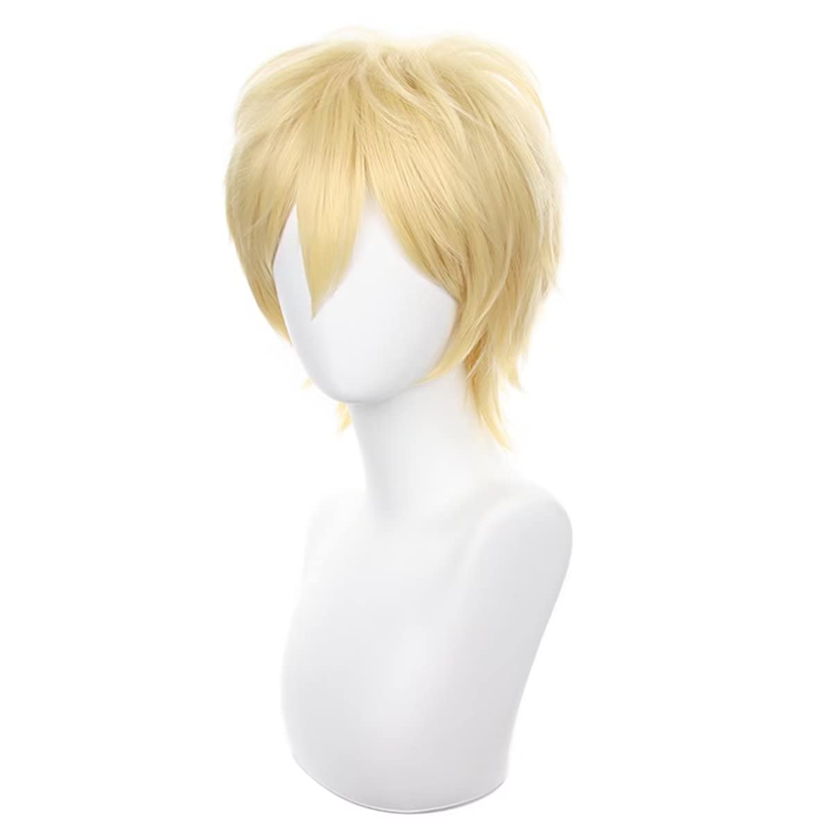 Blonde Cosplay Wig for Men & Women - Short Spiky Fluffy Heat Resistant Synthetic Hair - Perfect for Halloween, Anime Conventions, Costume Parties & Cosplay Events
