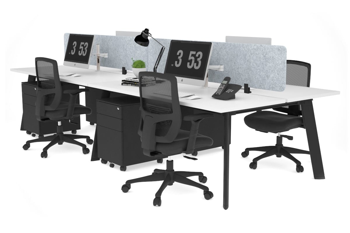4-Person Workstation with Black Frame - 1200L x 700W Office Desk for Team Collaboration & Productivity | Perfect for Open Offices, Coworking Spaces & Home Offices