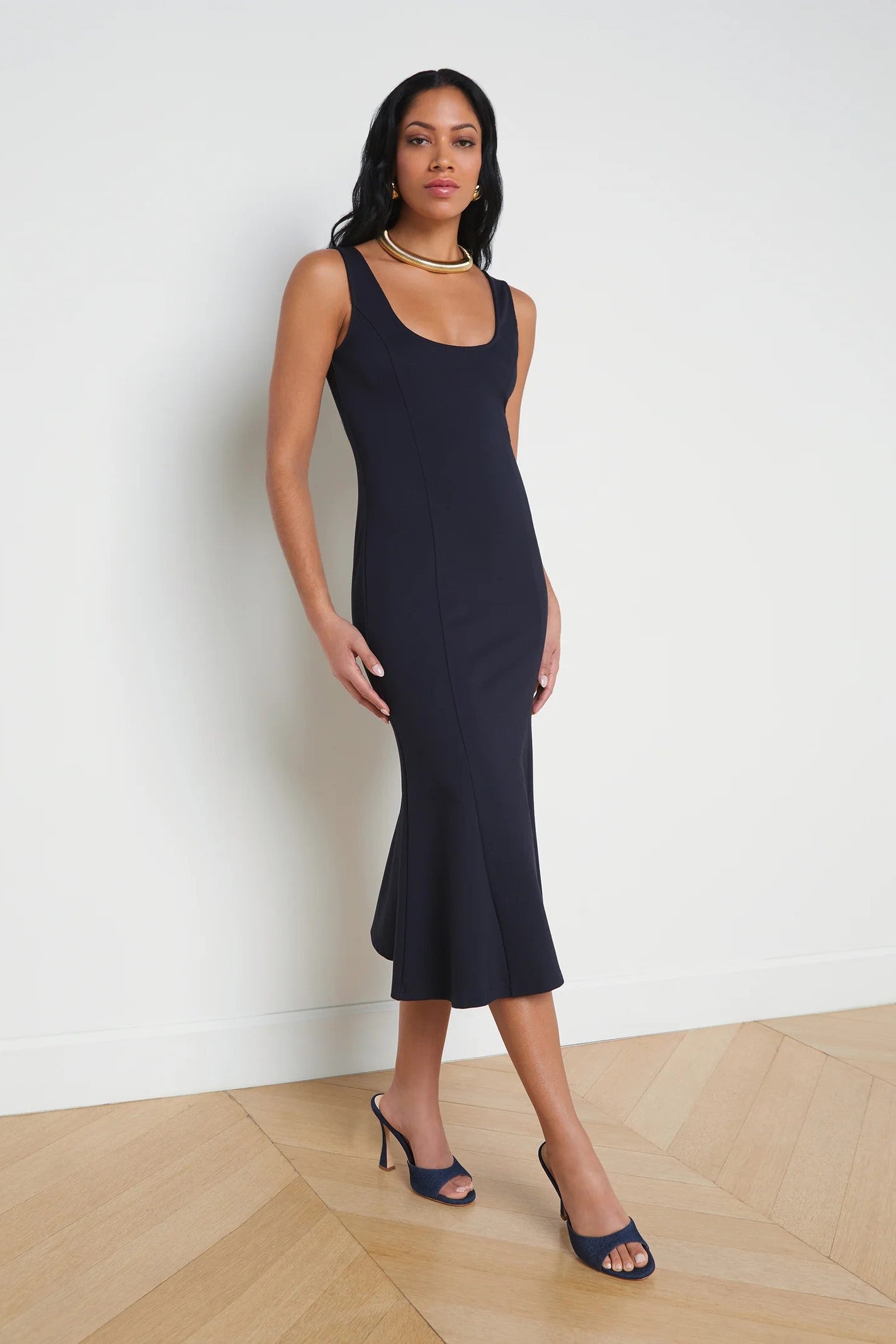 L'Agence Bisous Floral Print Flared Midi Dress for Women - Elegant Summer Party & Wedding Guest Dress
