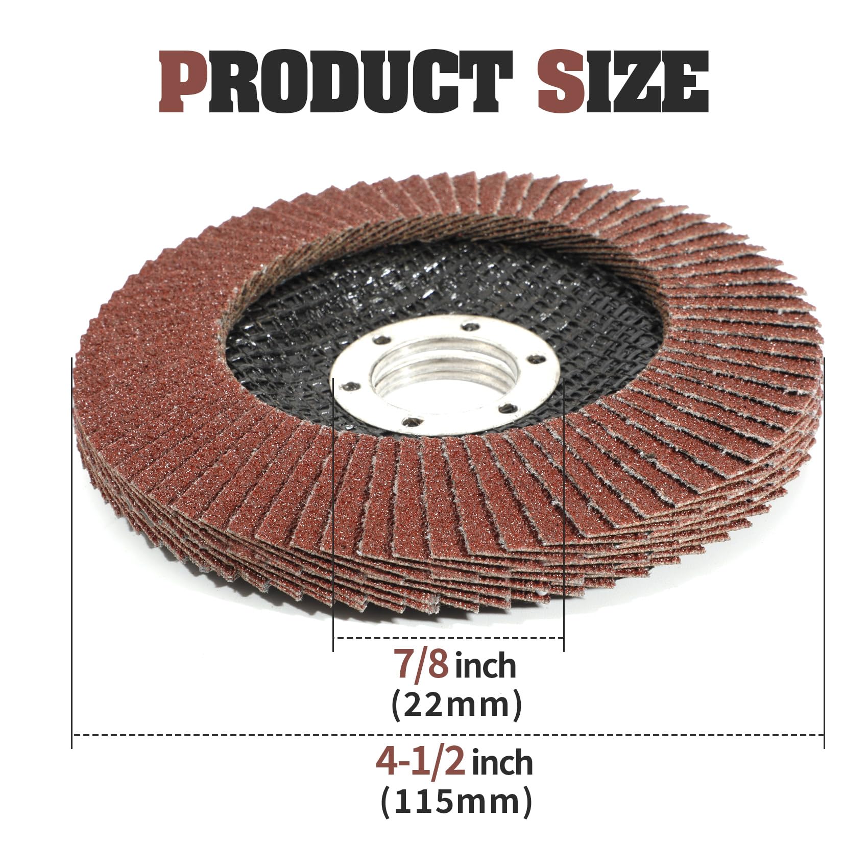4.5 Inch Flap Discs for Angle Grinder - 40 PCS Aluminum Oxide Abrasive Wheels (40/60/80/120 Grit, Type 29) - Perfect for Metal Grinding, Wood Sanding & Surface Preparation