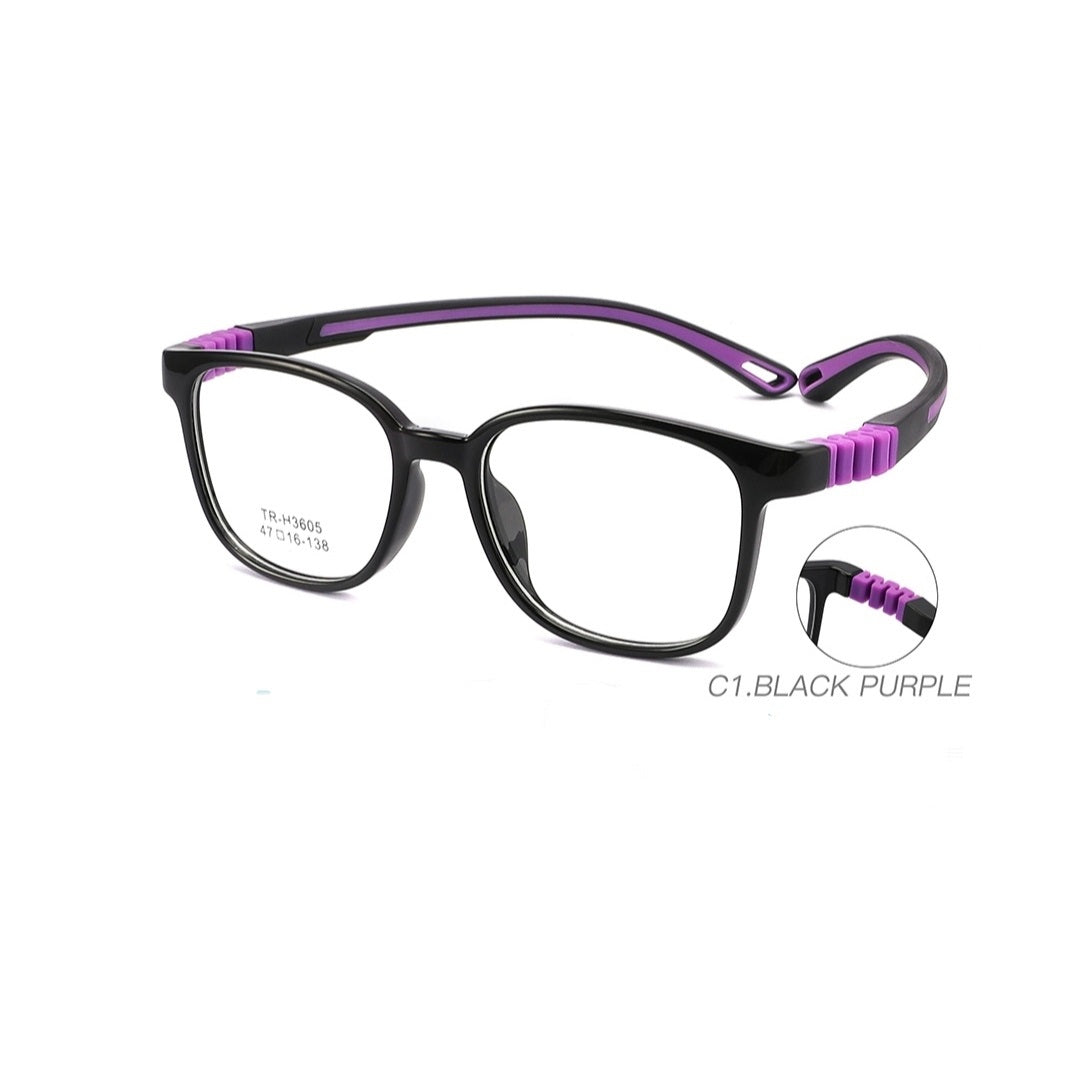 Square Kids Unbreakable Glasses TR 6805 - Shatterproof Eyewear for Boys & Girls Ages 7-12 - Perfect for School, Sports & Outdoor Activities