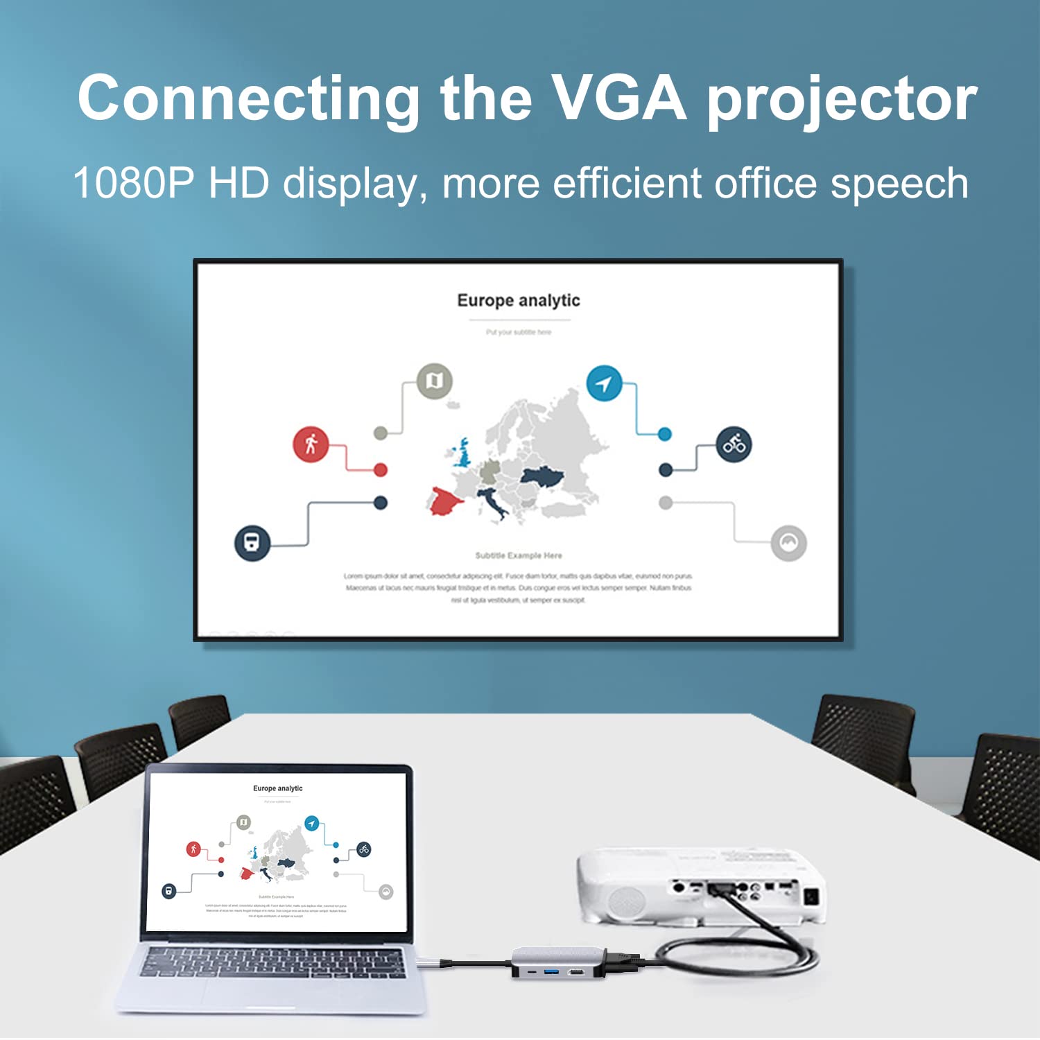 4-in-1 USB C to HDMI VGA Adapter with Thunderbolt 3, 4K HDMI Port, USB 3.0 & Power Delivery - Compatible with MacBook Pro/Air, iPad Pro, Dell XPS | Perfect for Home Office, Presentations & Multi-Screen Setup