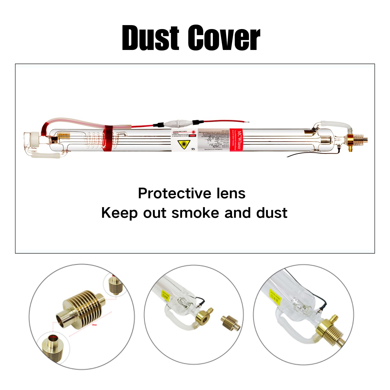 MCWlaser 70W CO2 Laser Tube - 1250mm Length, 55mm Diameter Glass Laser Tube for Engraving & Cutting (60W-80W Power Range) with Preconnected Metal Head & Coating Cable - Perfect for DIY Projects, Sign Making, and Industrial Applications