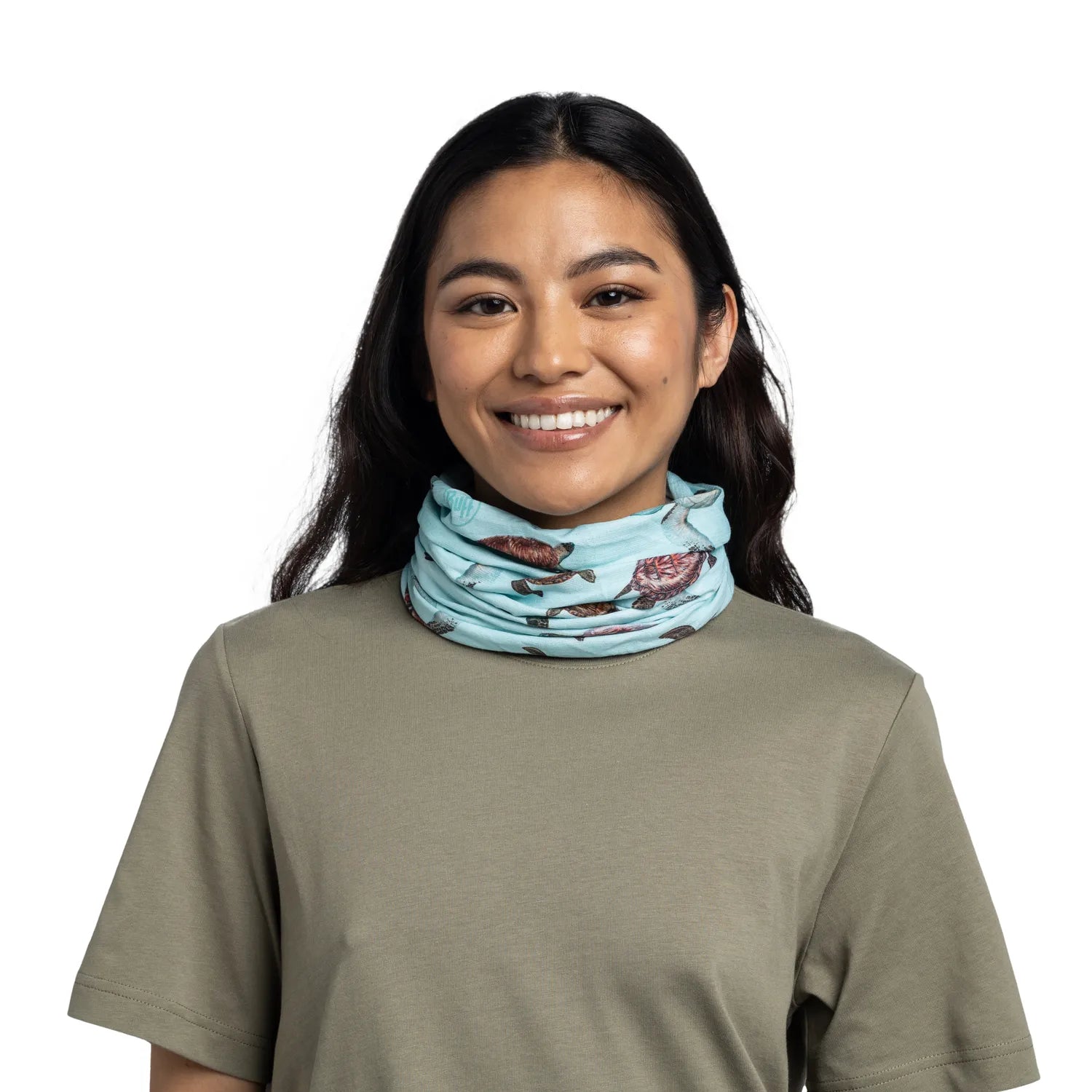 CoolNet UV® Cooling Neck Gaiter - Diver Turtles Turquoise Pattern for Sun Protection & Outdoor Activities | Hiking, Running, Fishing, Beach