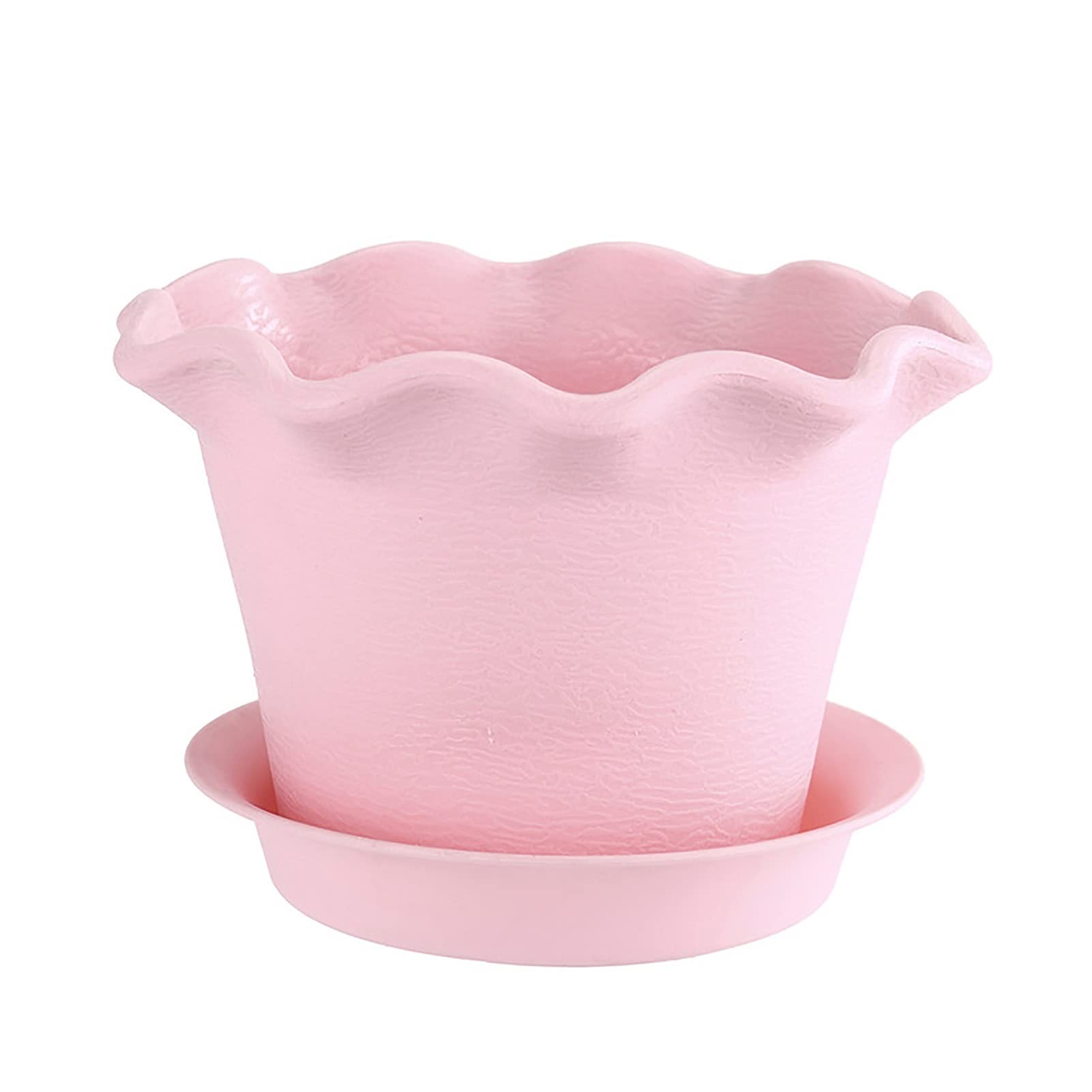 Pink Resin Succulent Planter with Drainage Tray - Decorative Flower Pot for Bonsai, Cactus, Small Plants - Perfect for Home, Office, Garden & Cafe Decor - Indoor & Outdoor Use