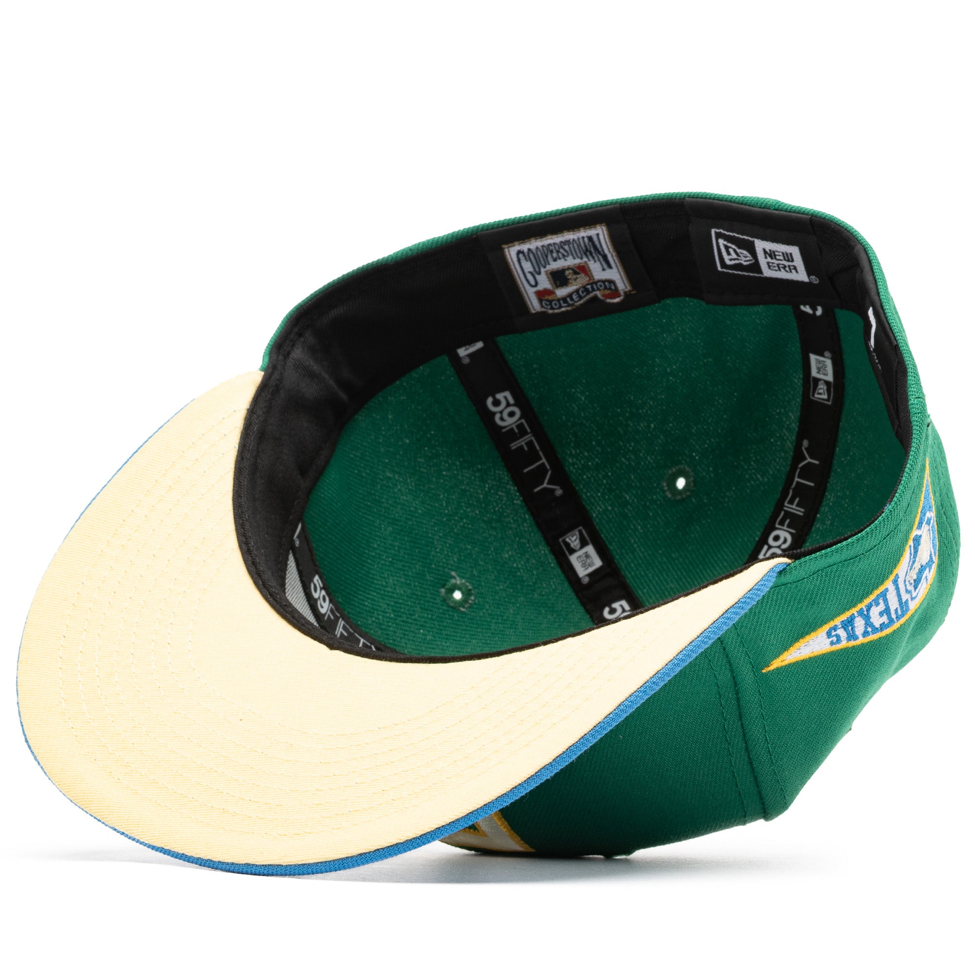 New Era x Politics Texas Rangers 59FIFTY Fitted Hat - Botanical Green/Air Force Blue - Official MLB Baseball Cap for Men & Women - Perfect for Sports Fans, Games & Casual Wear