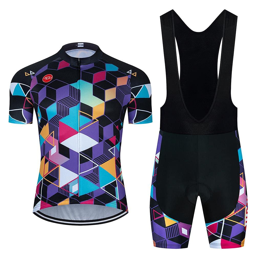 Men's Cycling Jersey Set - Short Sleeve Road Bike Clothing with Breathable Fabric & 20D Padded Bib Shorts - Perfect for Road Cycling, Mountain Biking & Outdoor Sports