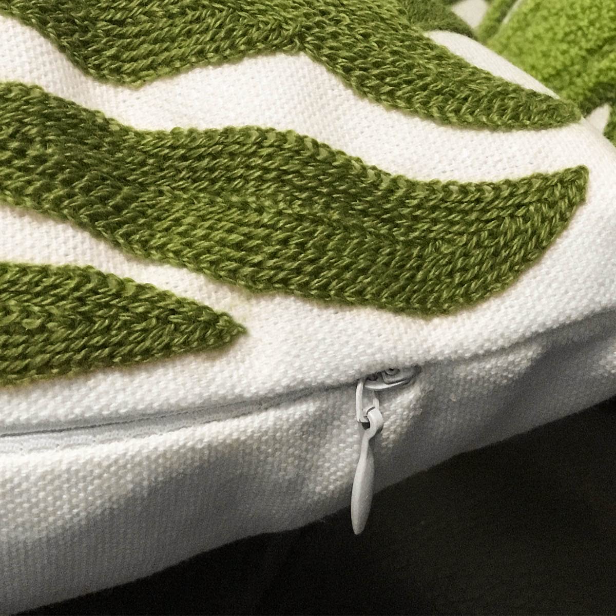 Green Leaf Embroidery Cotton Throw Pillow Covers 18x18 Inch - Decorative Cushion Cases for Sofa, Bed & Home Decor