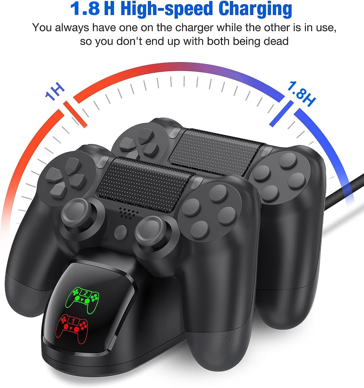 PS4 Controller Charger Dock Station - Fast Charging Dual Controller Stand with LED Indicators | Compatible with PlayStation 4 & PS4 Pro | Perfect for Gaming Setup & Multiplayer Sessions