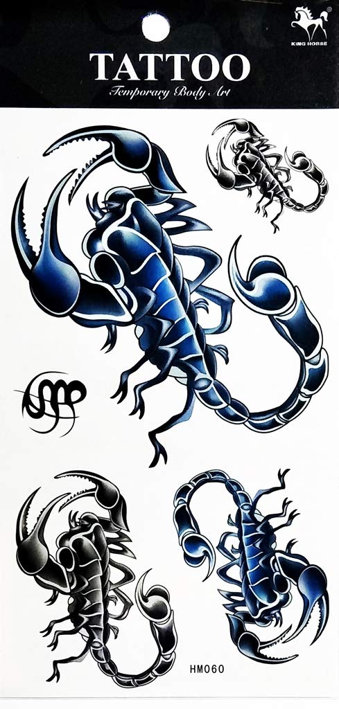 Blue Black Scorpion Waterproof Temporary Tattoos - Realistic Animal Body Art Stickers for Men & Women | Perfect for Parties, Halloween Costumes & Arm Tattoo Designs