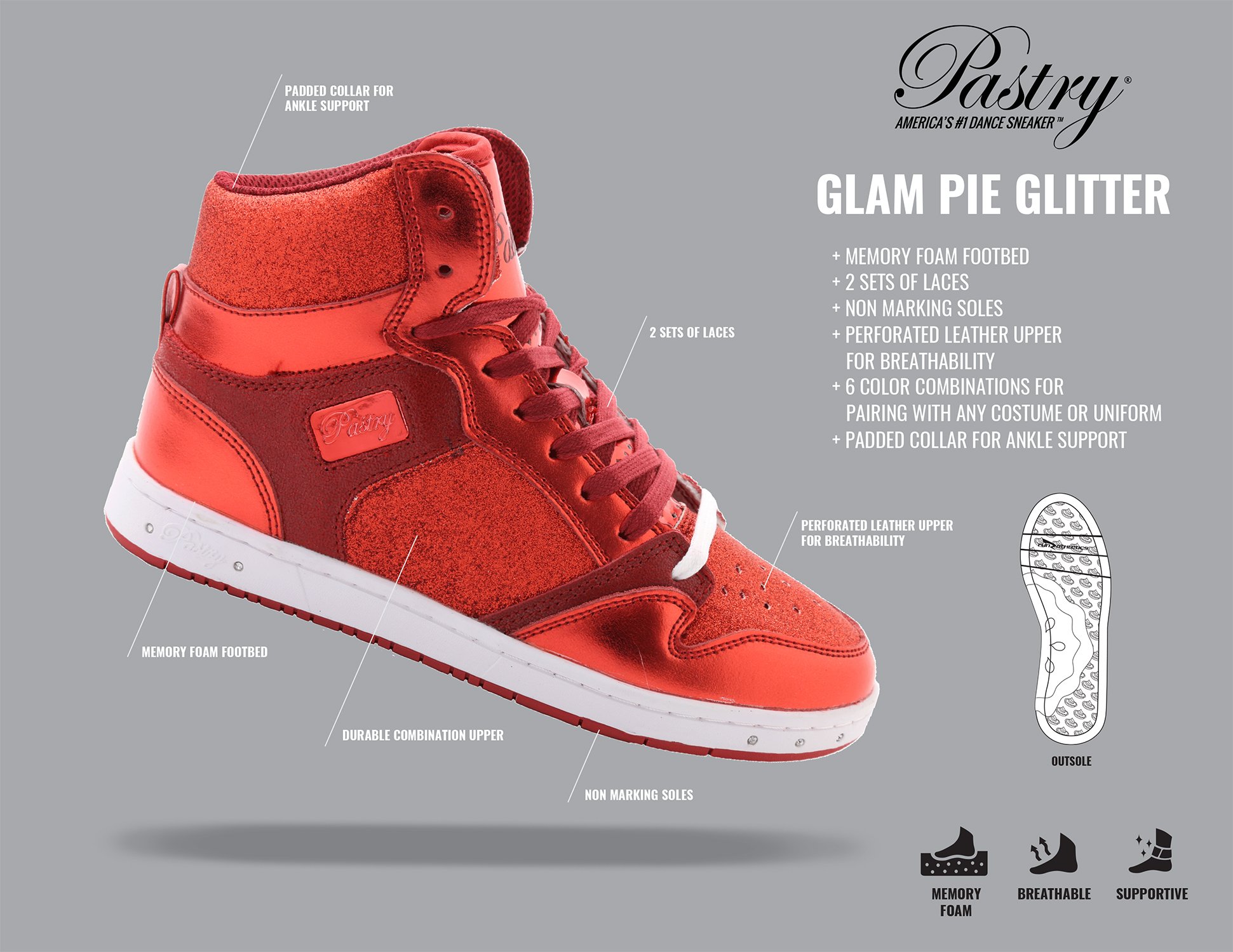 Pastry Glam Pie Glitter High-Top Sneakers for Women - Sparkly Dance Shoes & Fashion Sneakers for Performances, Parties & Everyday Wear