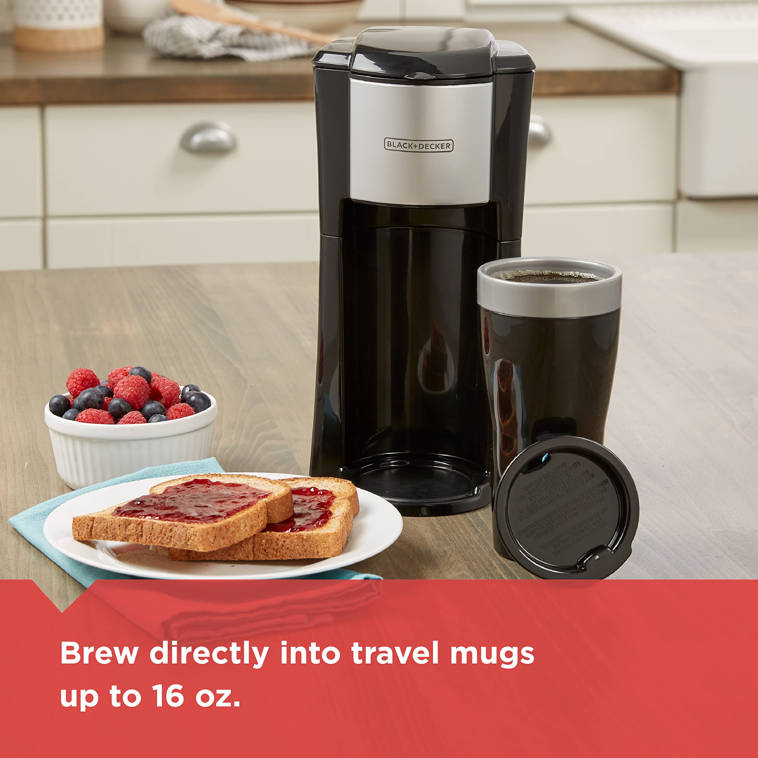BLACK+DECKER CM618 Single Serve Coffee Maker for Home & Office - Fast Brewing, Compact Design, Black - Perfect for Small Spaces & Quick Coffee Breaks