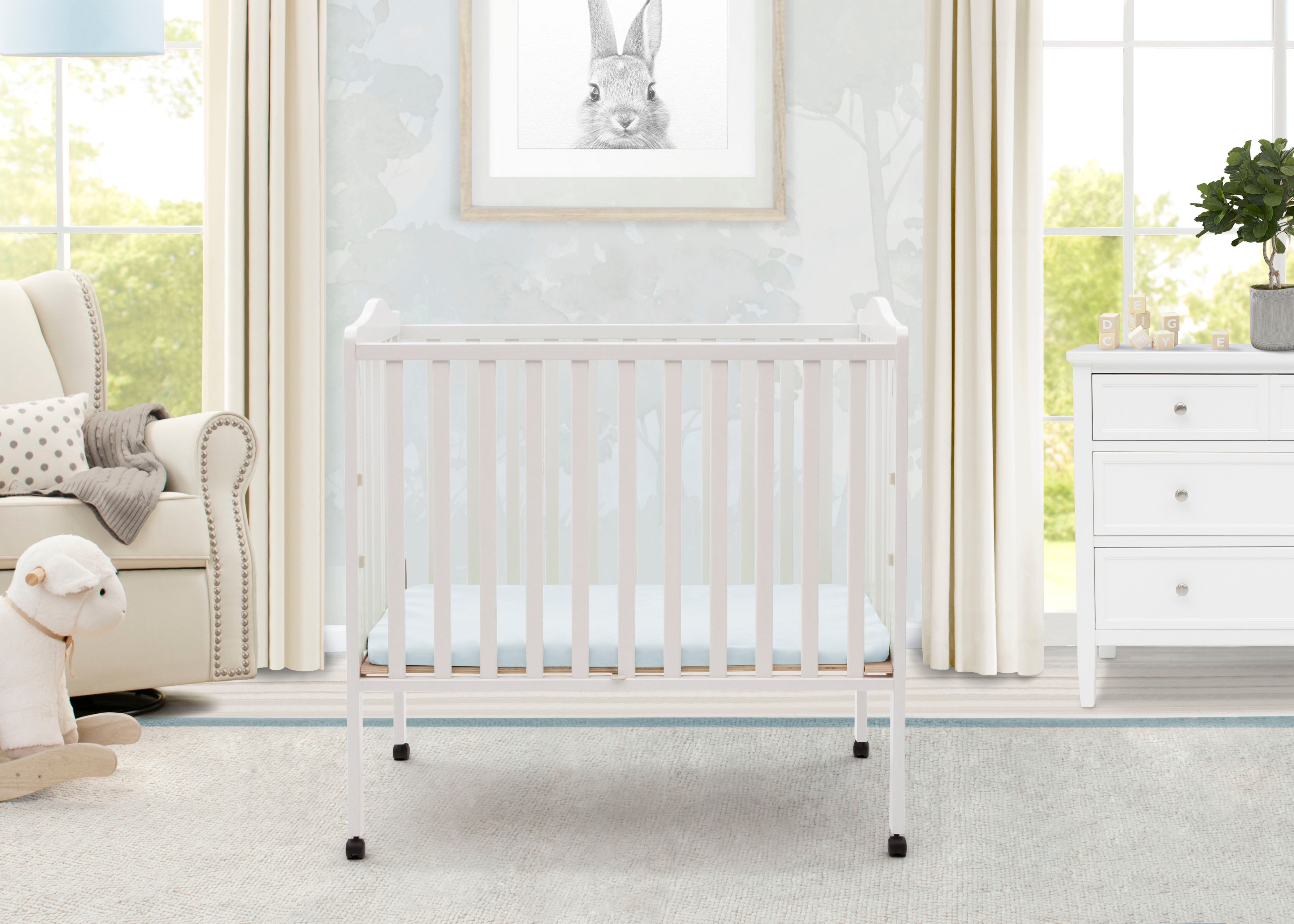 Portable Folding Mini Baby Crib with 1.5 Inch Mattress - Lightweight Travel Crib for Home, Nursery & On-The-Go