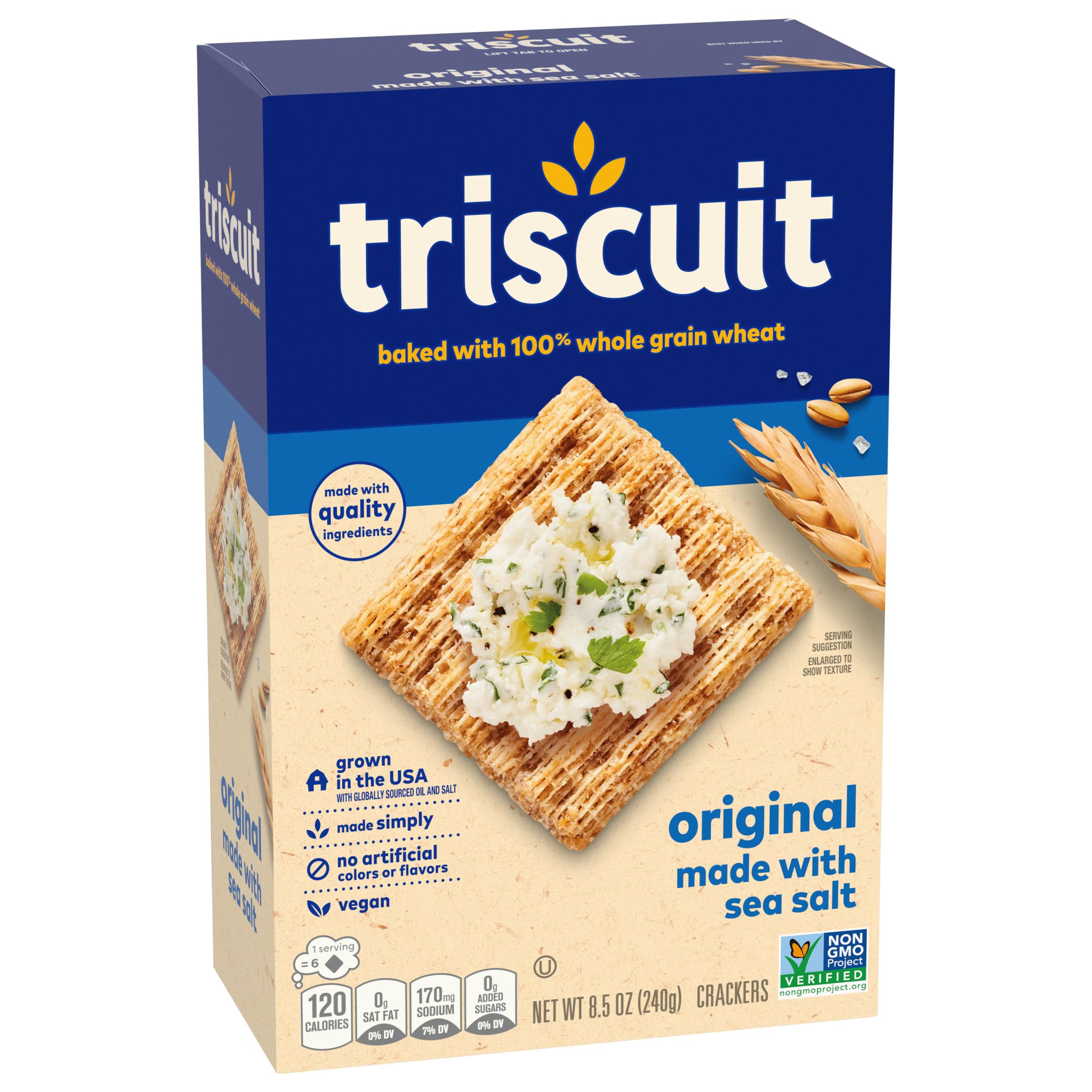 Triscuit Original Whole Grain Wheat Crackers - Vegan, Healthy Snacks for Lunch, Work & On-the-Go (8.5 oz) | Perfect for Office, School & Travel