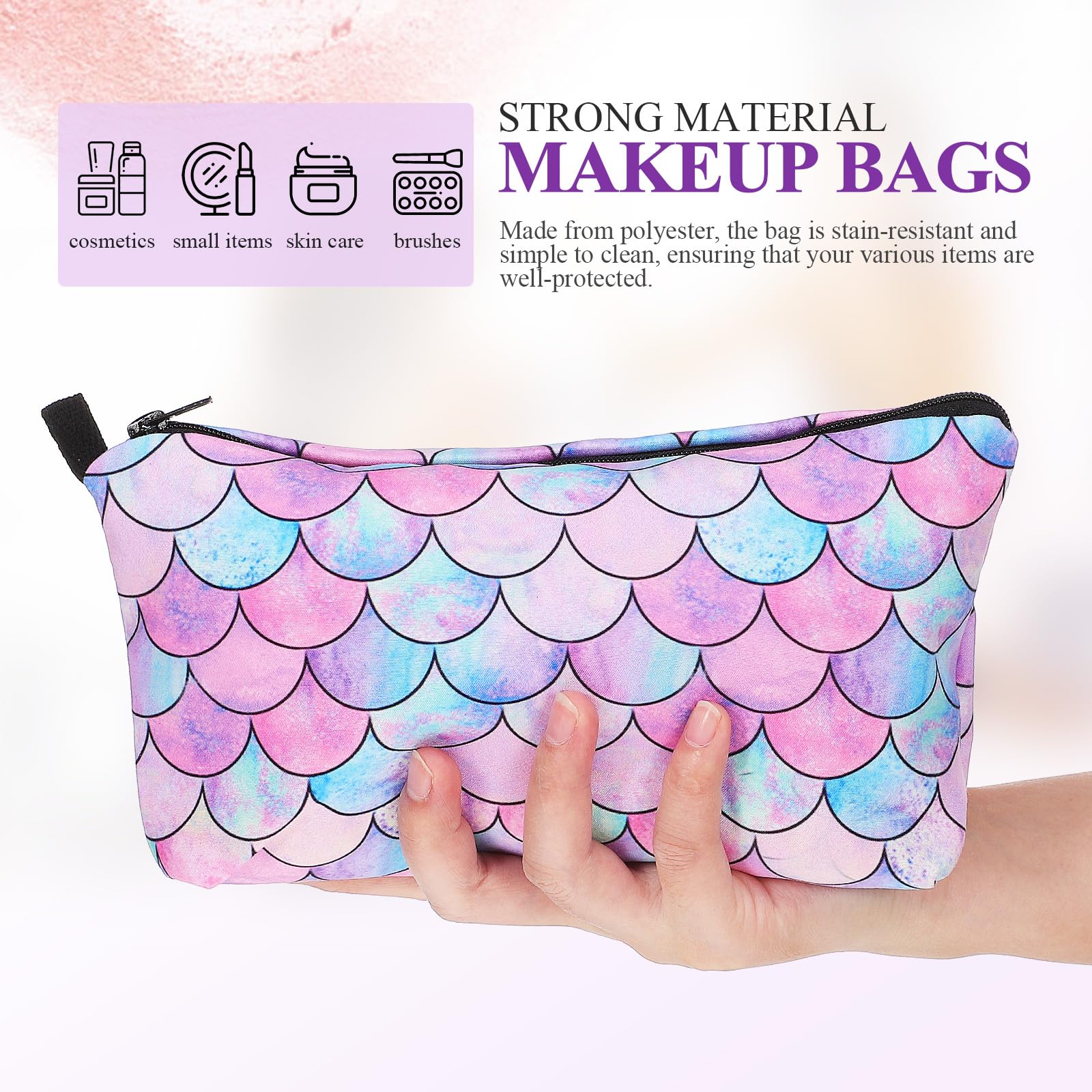 Mermaid Makeup Bag - Fish Scales Cosmetic Pouch for Travel & Toiletries | Women's Beauty Organizer