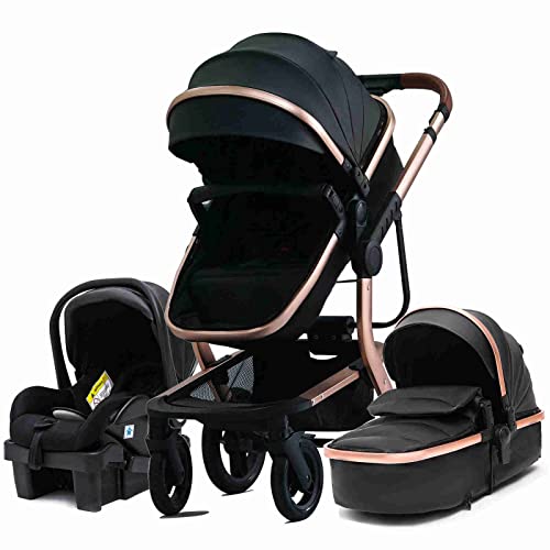 5-in-1 Travel Baby Stroller System with Car Seat | Foldable Lightweight Stroller for Newborns & Toddlers | Infant Car Seat Base Included | Perfect for Air Travel, Shopping & Daily Walks