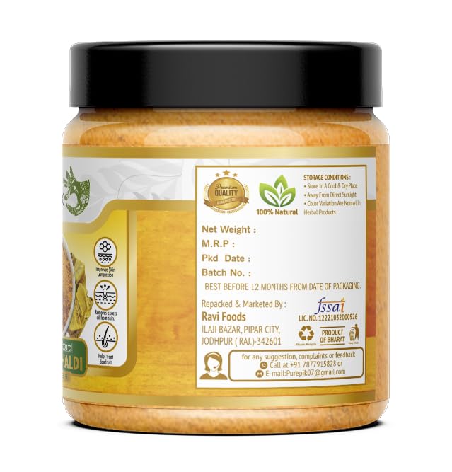 Organic Kasturi Haldi Powder for Face & Skin Care - 200g Wild Turmeric Powder (Kasturi Manjal) - Brightens Complexion, Reduces Blemishes & Dark Spots - Perfect for DIY Face Masks, Skin Lightening & Ayurvedic Beauty Treatments