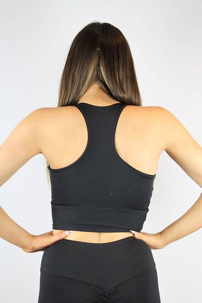 Matte Black Long Line Bra - Seamless Comfort for Yoga, Workout & Everyday Wear - Wireless Support for Active Women
