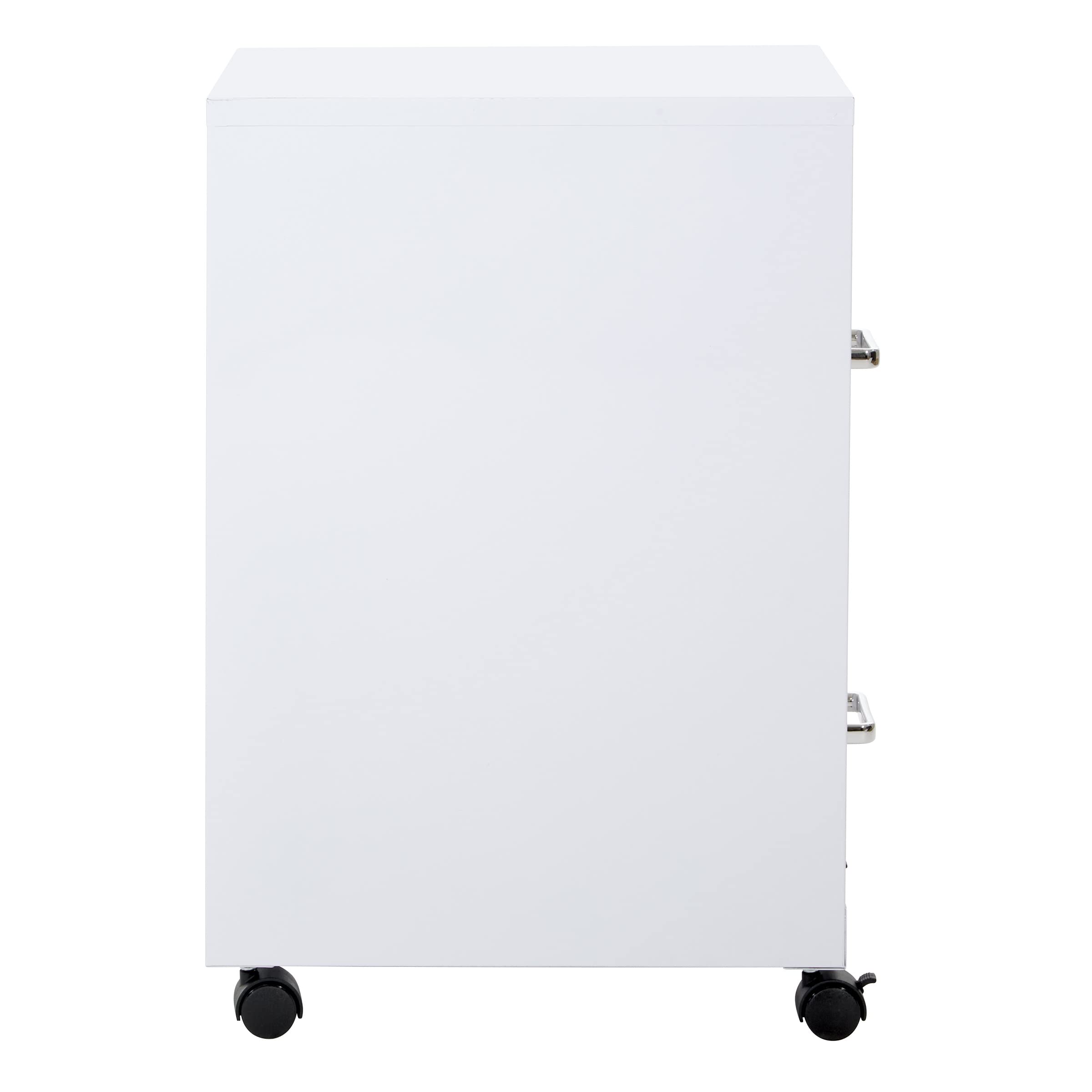 OSP Home Furnishings 2-Drawer Mobile Locking Metal File Cabinet, White - Office Storage Solution for Documents & Supplies | Rolling File Cabinet for Home & Business Use