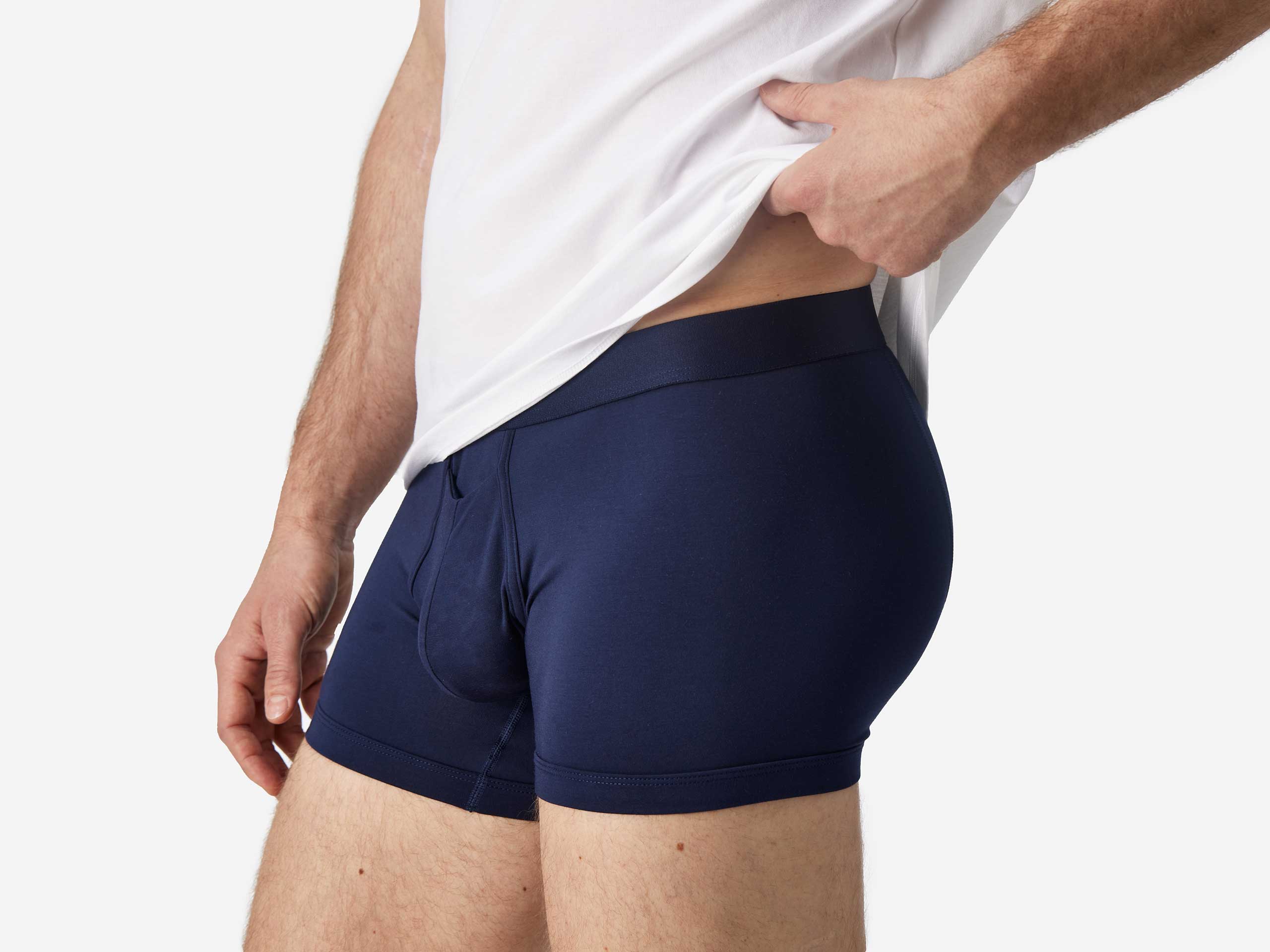 Men's Comfortable Boxer Briefs - Navy Blue Cotton Underwear for Daily Wear & Active Lifestyles