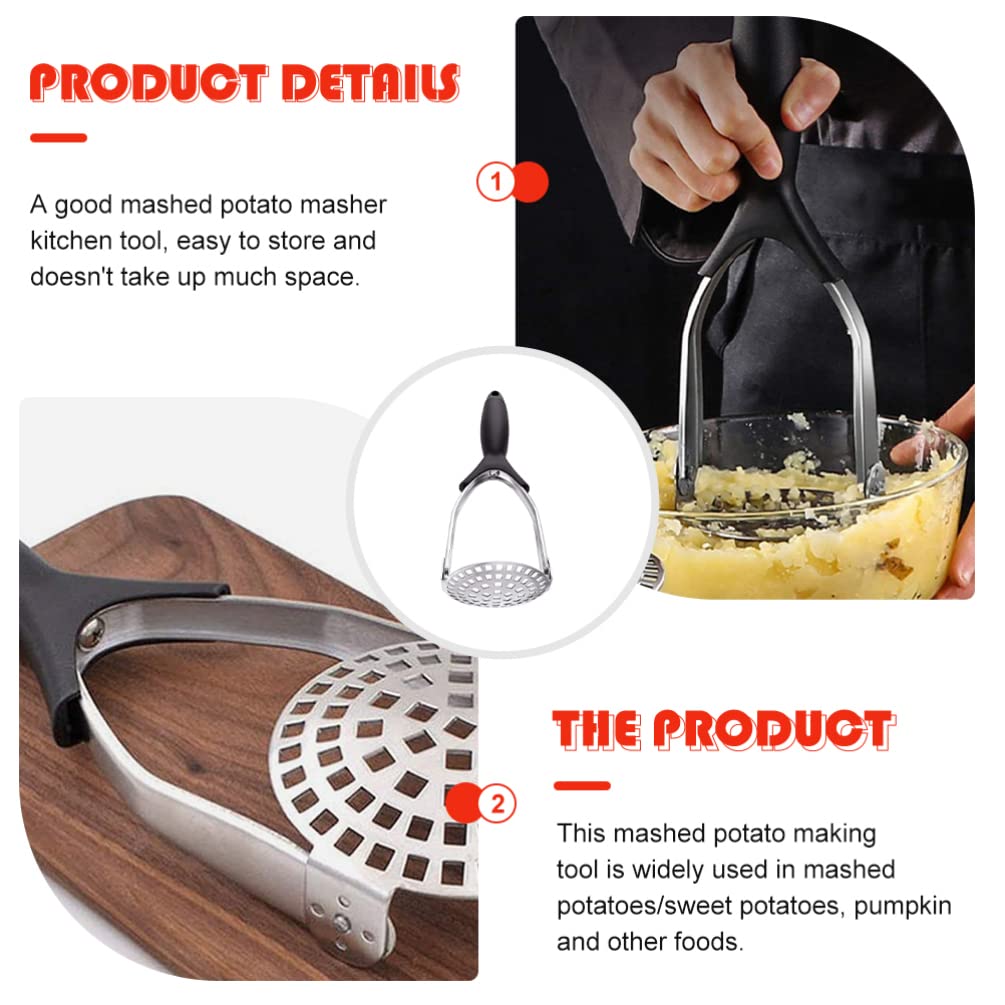 UKCOCO Stainless Steel Potato Masher & Ricer - Manual Food Press Tool for Potatoes, Garlic, Avocado & Baby Fruit - Perfect for Mashing, Pureeing & Cooking in Kitchens