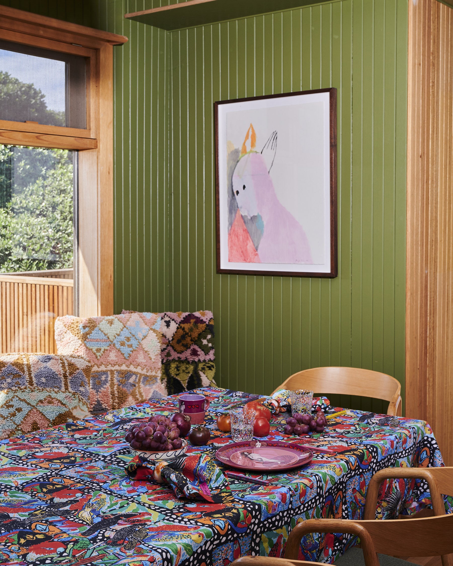 Kip&Co x Jenny Kee Parrots & Cockatoos Linen 4-Piece Napkin Set | Premium Cotton Table Linens for Dinner Parties, Weddings & Home Decor