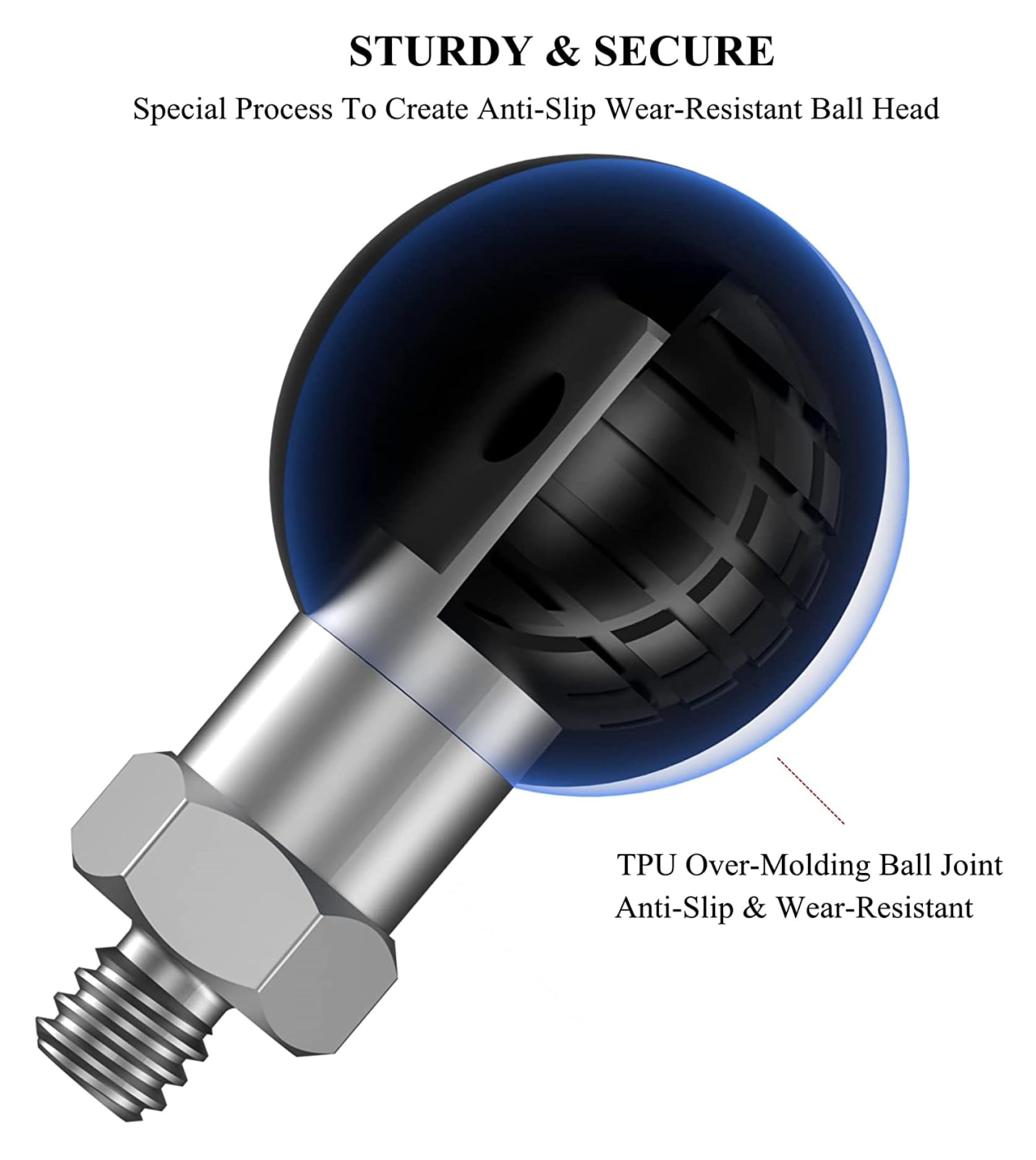 1 Inch Ball Mount Portable Tripod Ball Adapter for Motorcycle ATV - M10 x 1.25mm Threaded Bolt - Compatible with RAM Mounts (SZ-M10*2) - Perfect for Rear View Mirrors, Action Cameras & GPS Devices